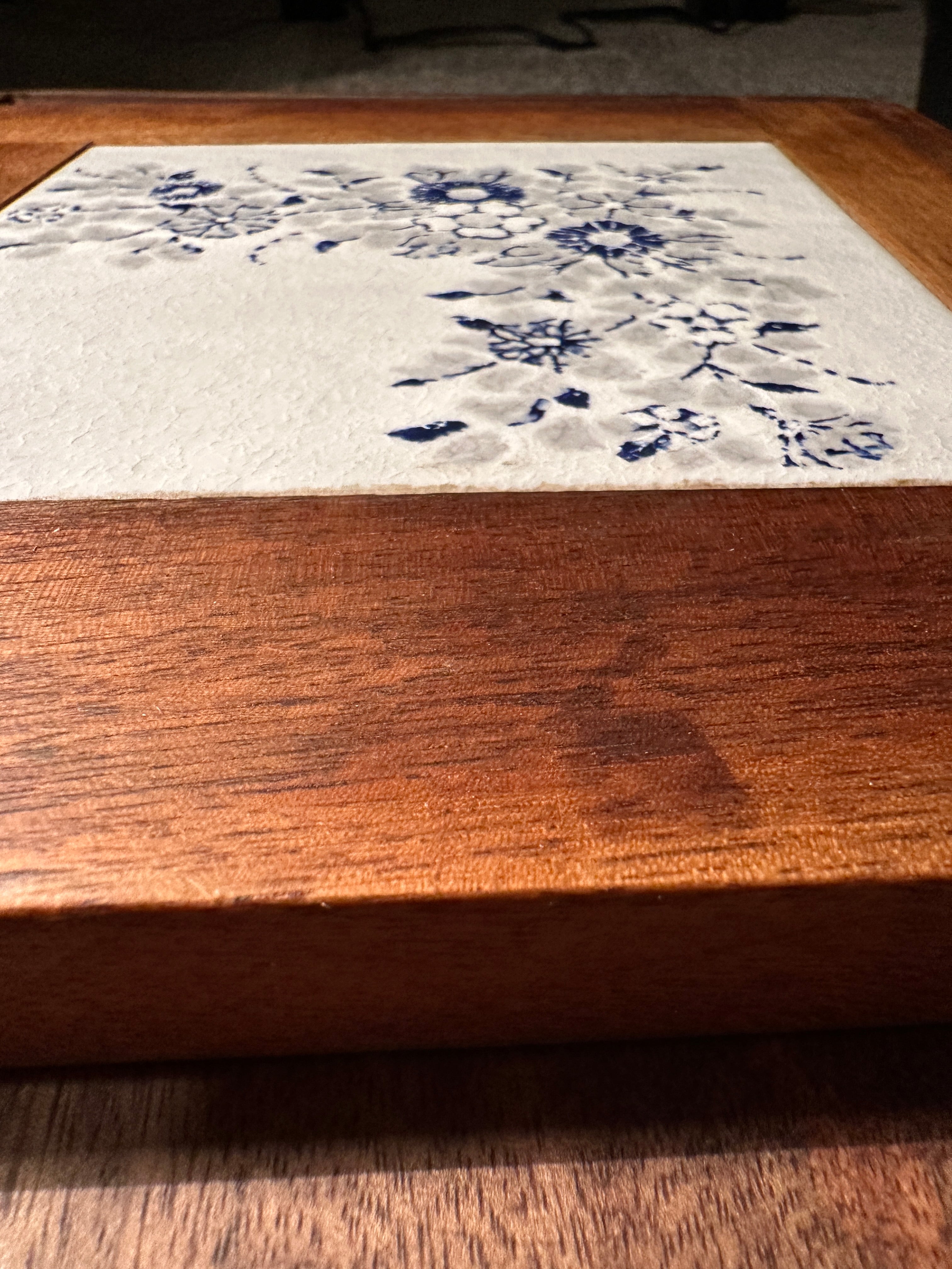 1955 Sonoma County Youth Camp Blue & White Tile Trivet