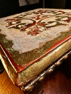 Antique Hand-Painted Side Table with Gilt Decoration and Turned Legs, c. 19th Century