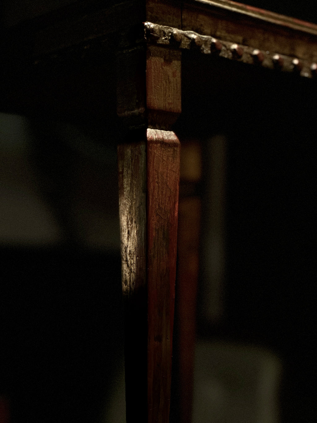 Antique Hand-Painted Side Table with Gilt Decoration and Turned Legs, c. 19th Century