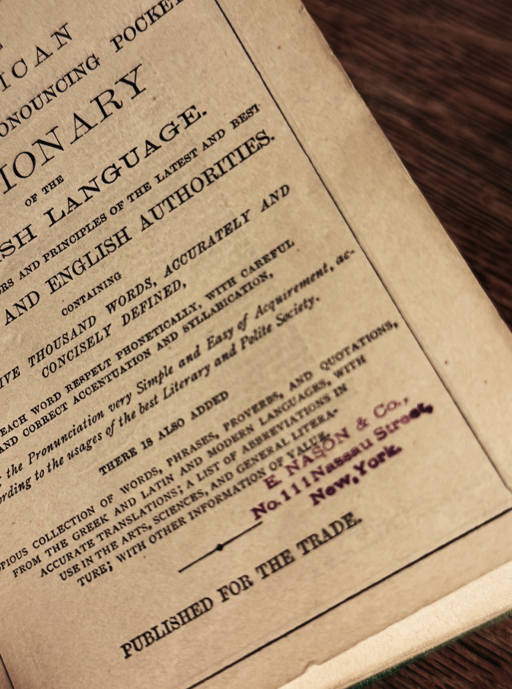 American Illustrated Pronouncing Pocket Dictionary, Published 1870