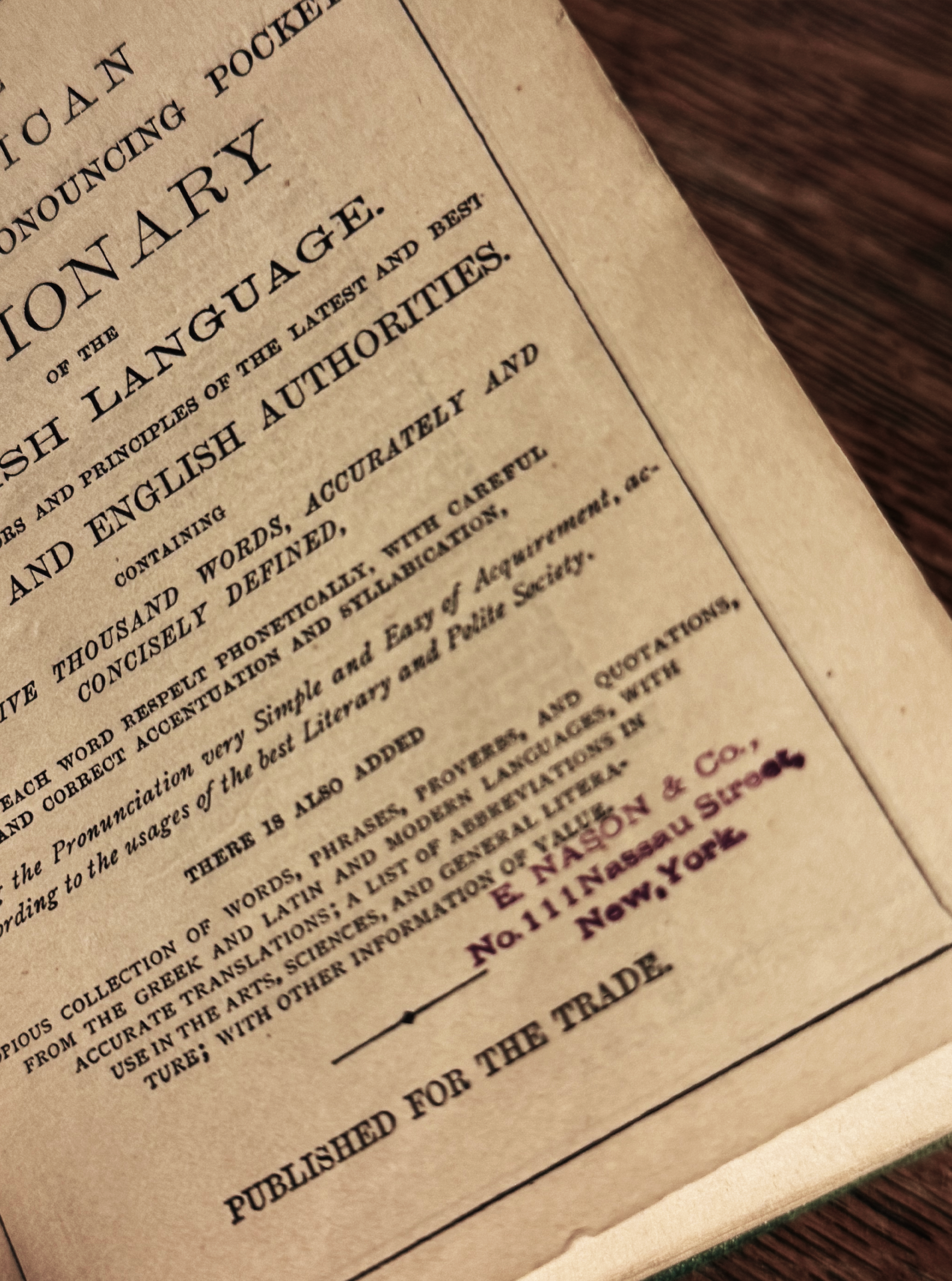 American Illustrated Pronouncing Pocket Dictionary, Published 1870