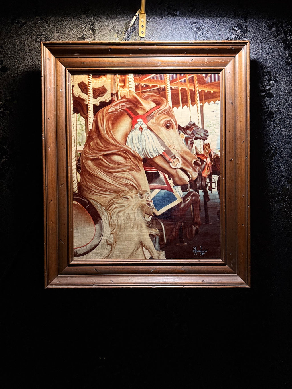 Santa Cruz Beach Boardwalk Looff Carousel Horse – Oil On Canvas Signed S. Gensuo (1978)