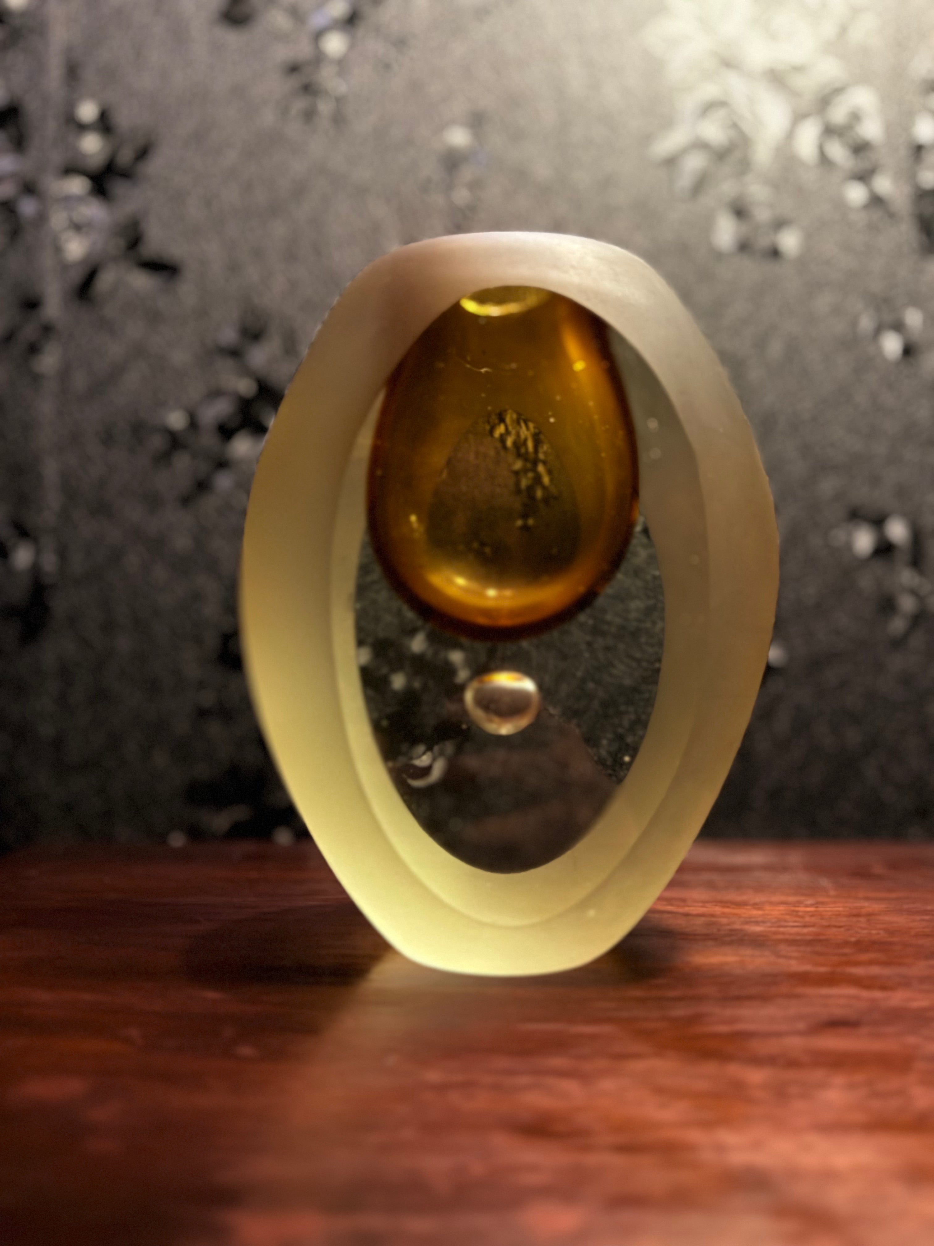 Amber Sommerso Glass Sculpture — Murano or European Studio, c. 1950s–60s