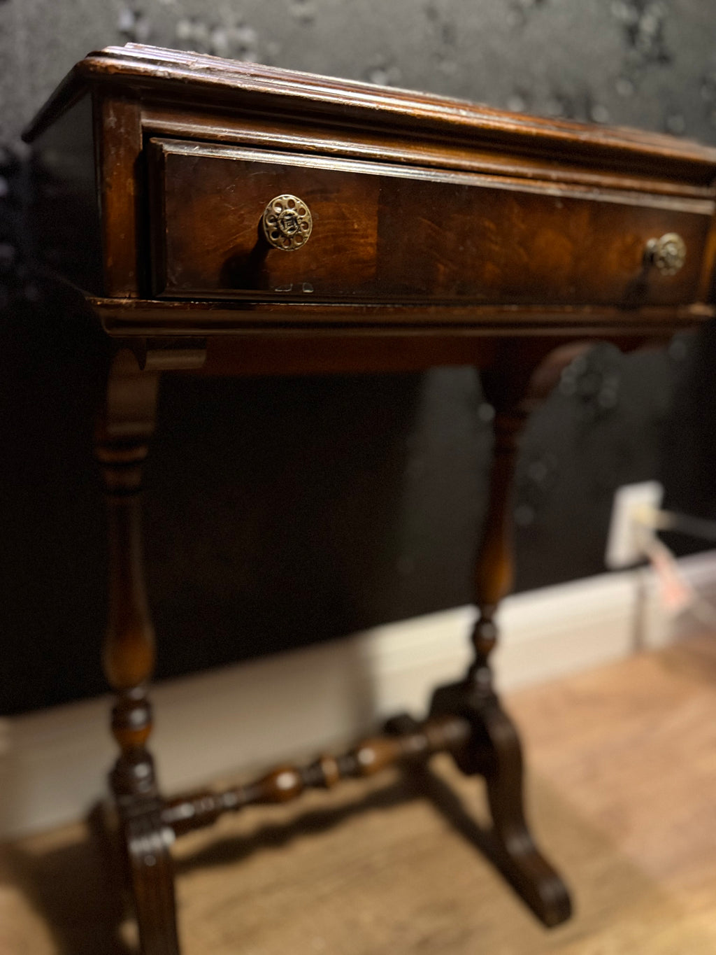 Mahogany Turned-Leg Side Table, c. 1940s