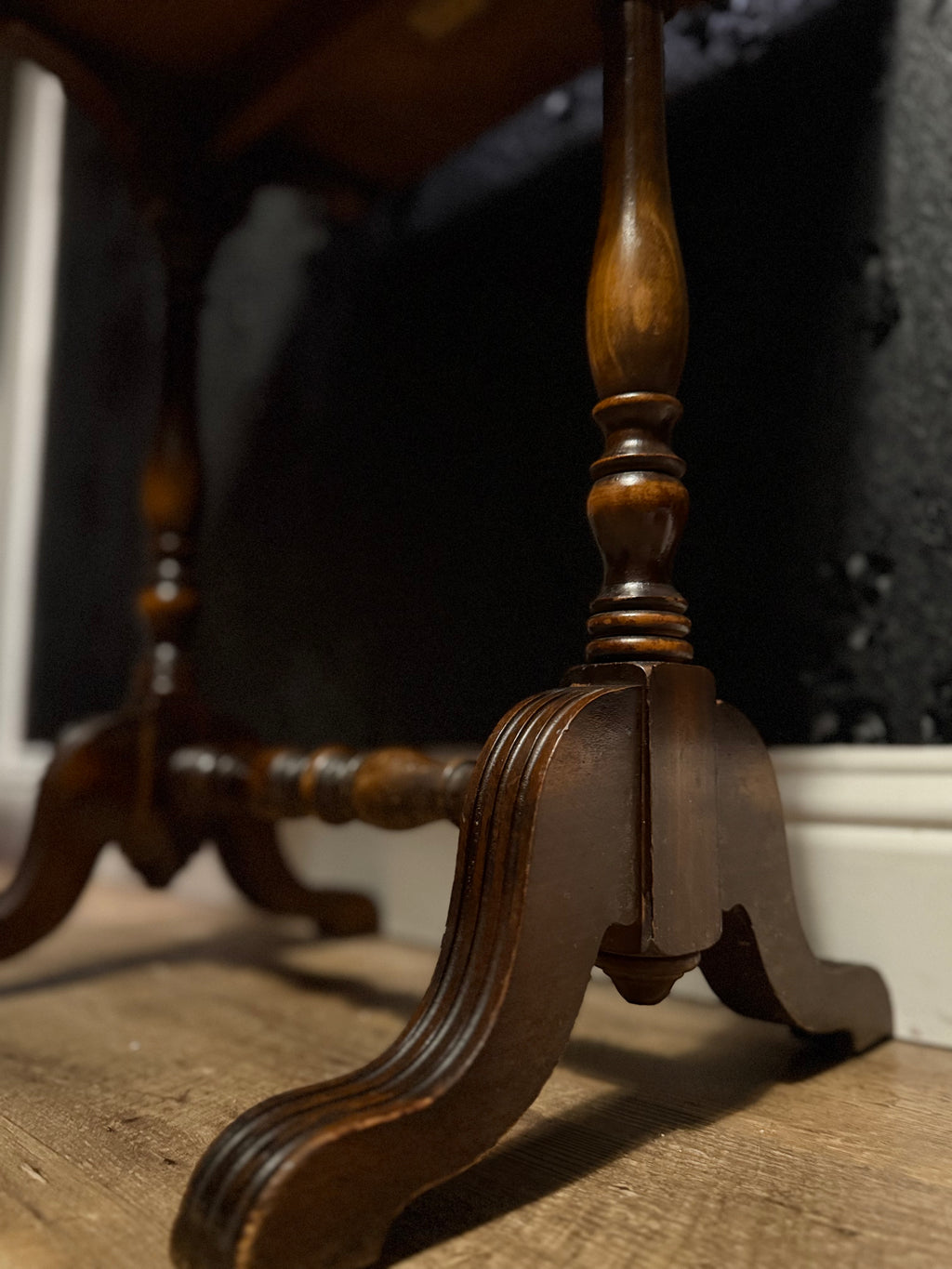 Mahogany Turned-Leg Side Table, c. 1940s