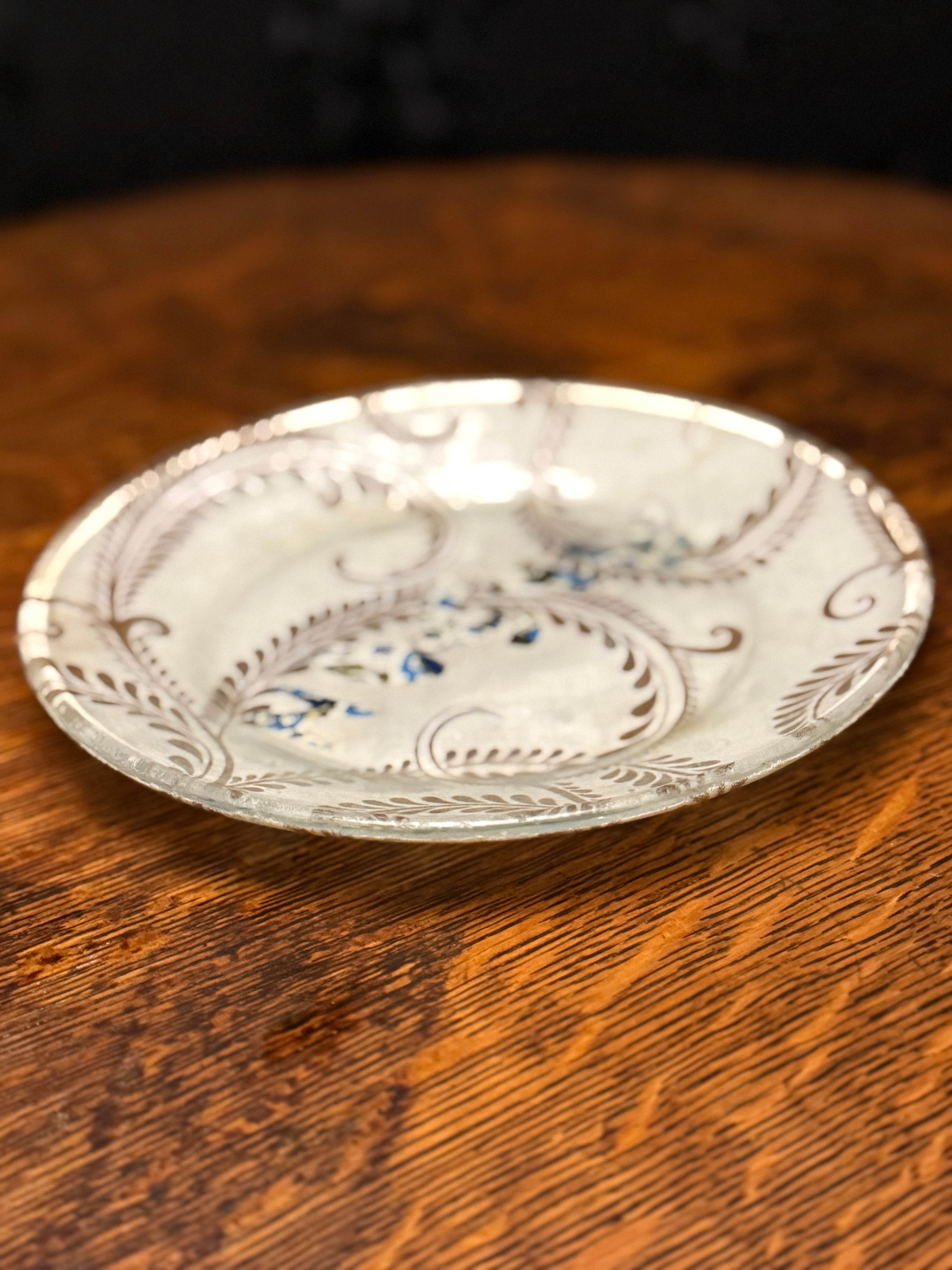 English Transferware Plate – “Paisley &amp; Floral Scroll” Pattern, Staffordshire, England — Circa 1835–1845