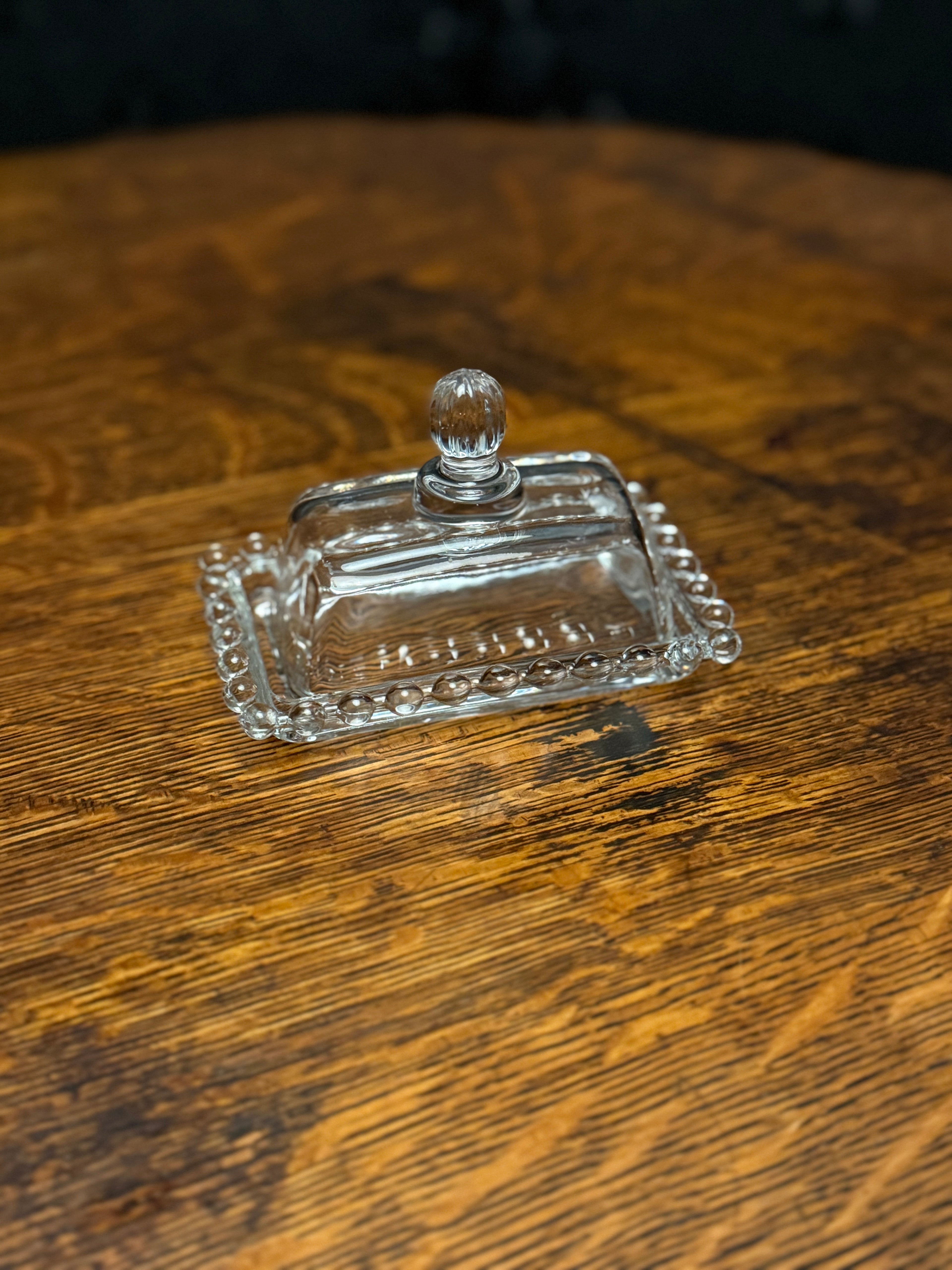 Imperial Glass Company “Candlewick” Rectangular Covered Butter Dish — Bellaire, Ohio, Circa 1946–-1949