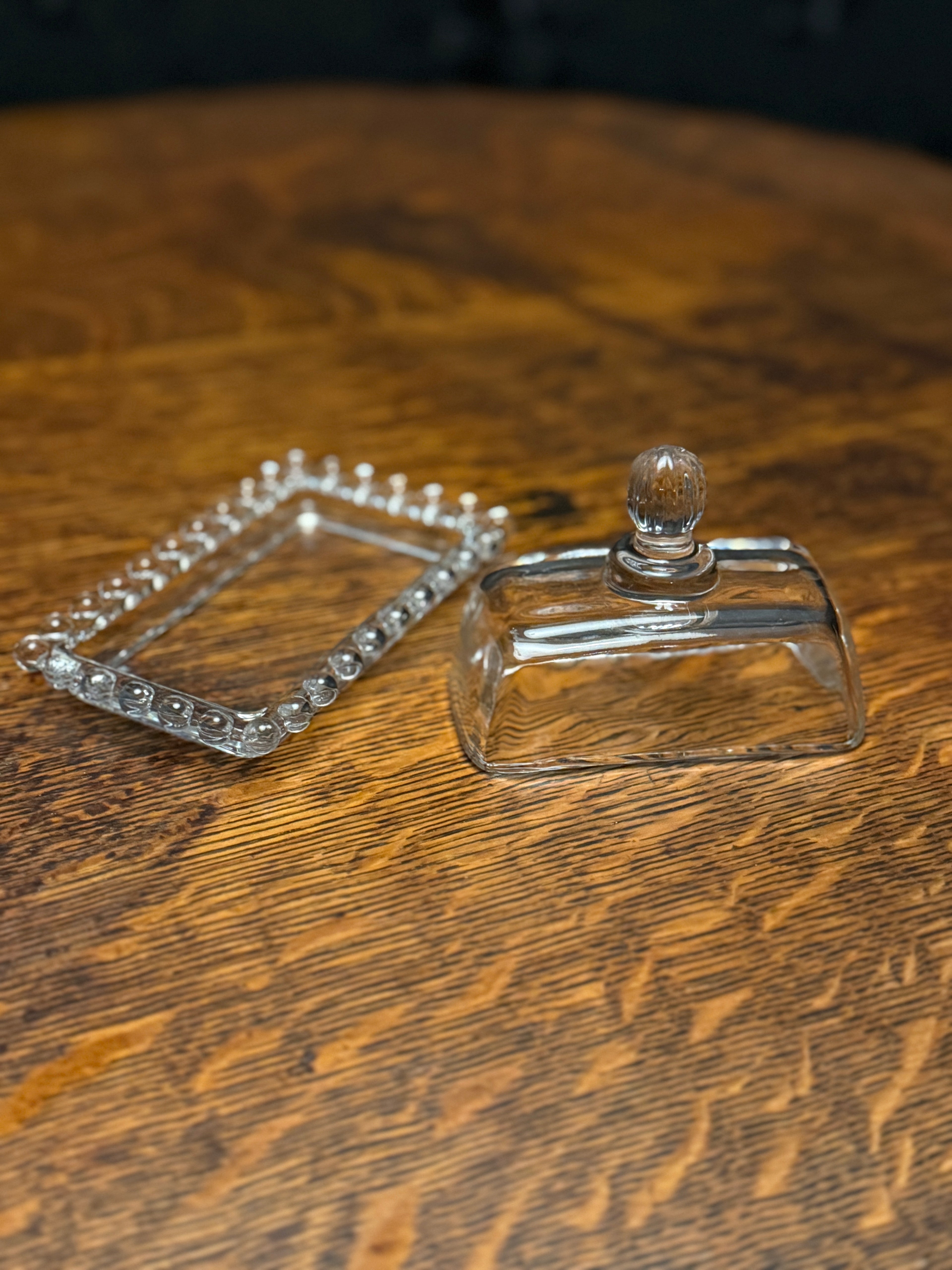 Imperial Glass Company “Candlewick” Rectangular Covered Butter Dish — Bellaire, Ohio, Circa 1946–-1949