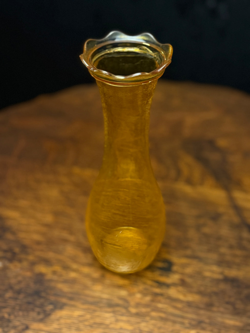 Amber Crackle Glass Bud Vase — Blenko Glass Company, Milton, West Virginia — Circa 1960–1965