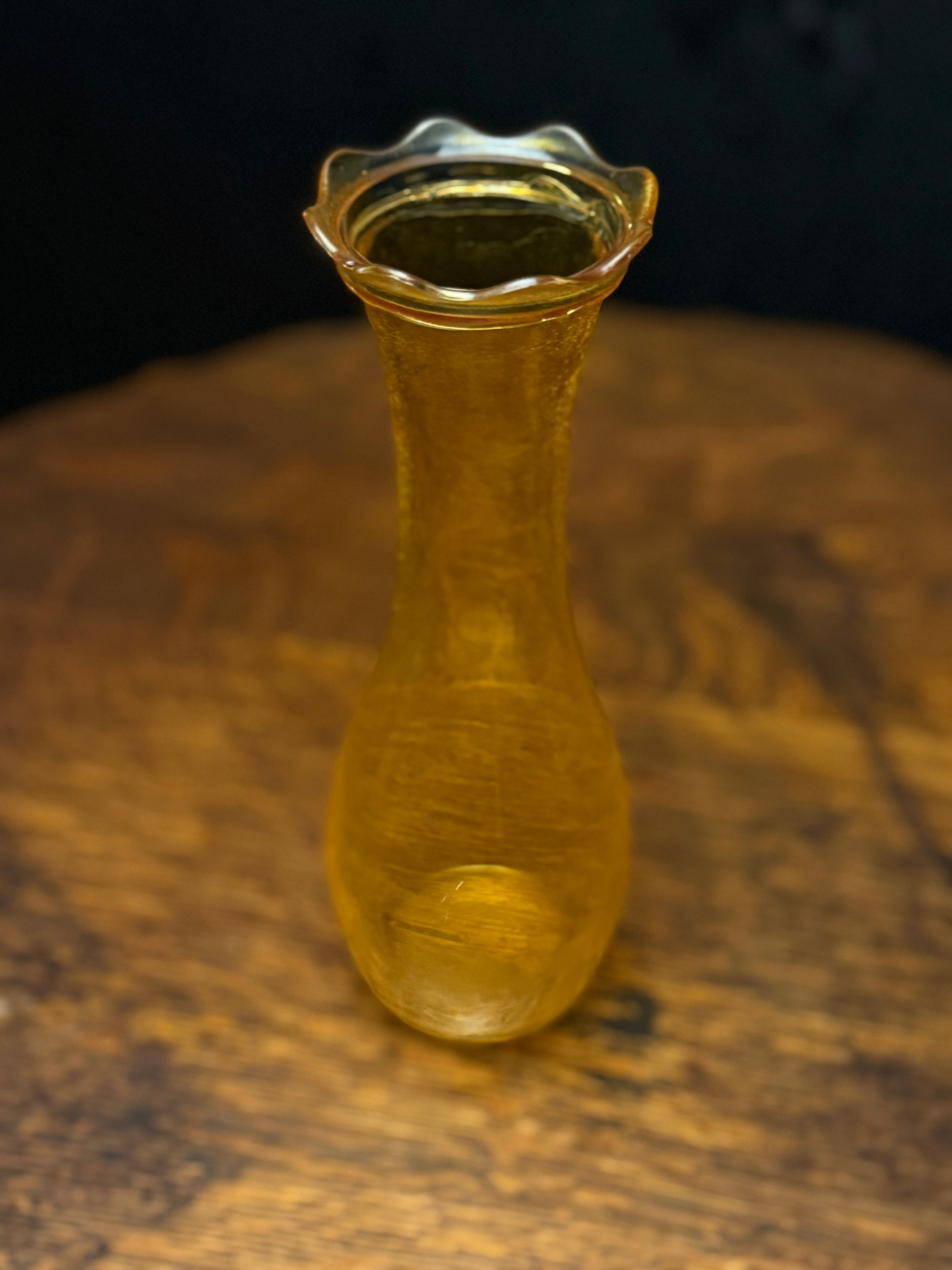 Amber Crackle Glass Bud Vase — Blenko Glass Company, Milton, West Virginia — Circa 1960–1965