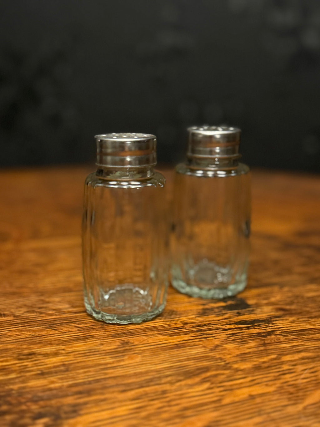Mid-Century Ribbed Glass Salt & Pepper Shakers — Hazel-Atlas Glass Co., Wheeling, West Virginia — Circa 1940–1955
