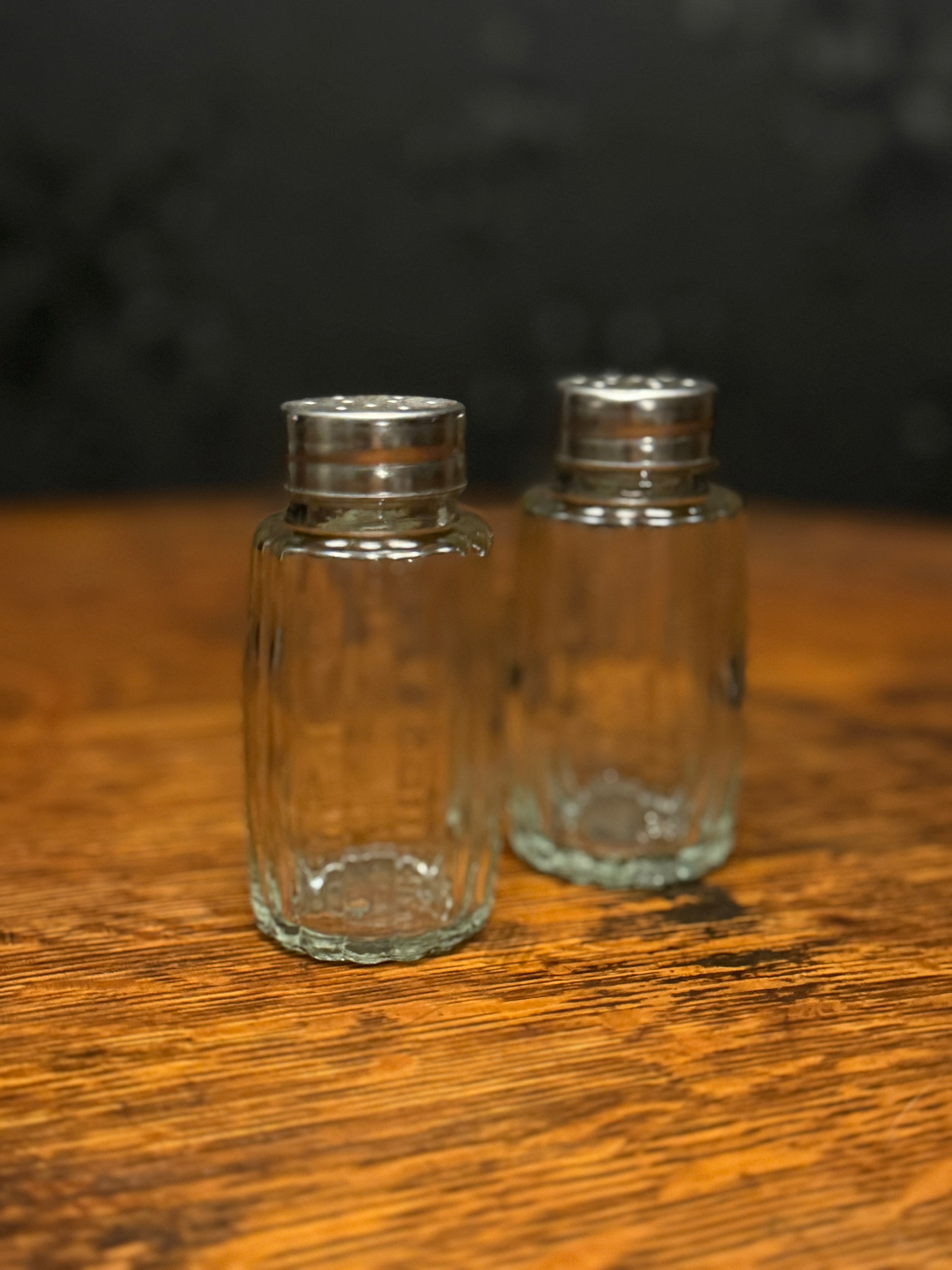 Mid-Century Ribbed Glass Salt & Pepper Shakers — Hazel-Atlas Glass Co., Wheeling, West Virginia — Circa 1940–1955