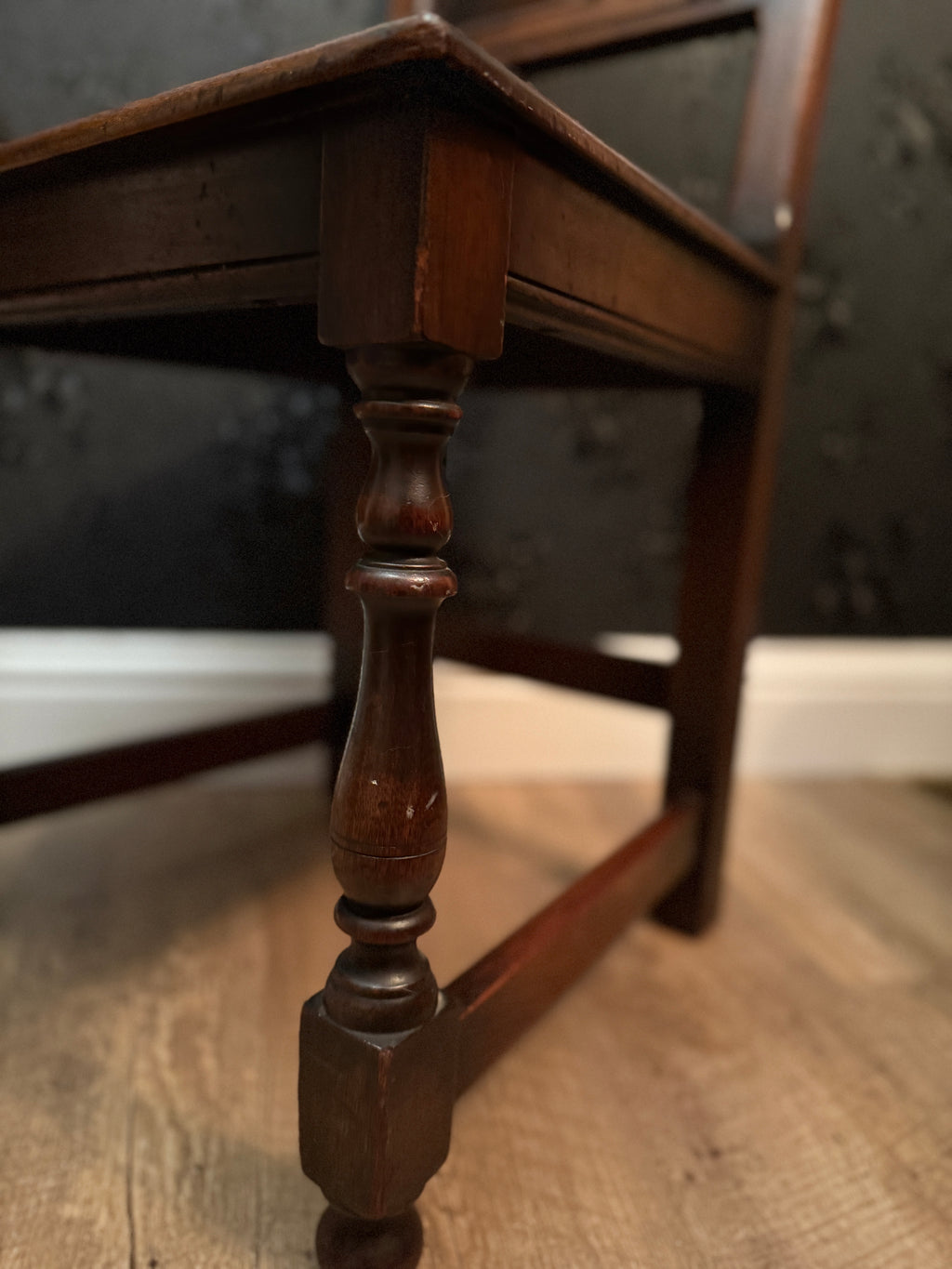 Jacobean Revival Oak Side Chair with Turned Legs and Raised Panel Back, Circa 1910–1930