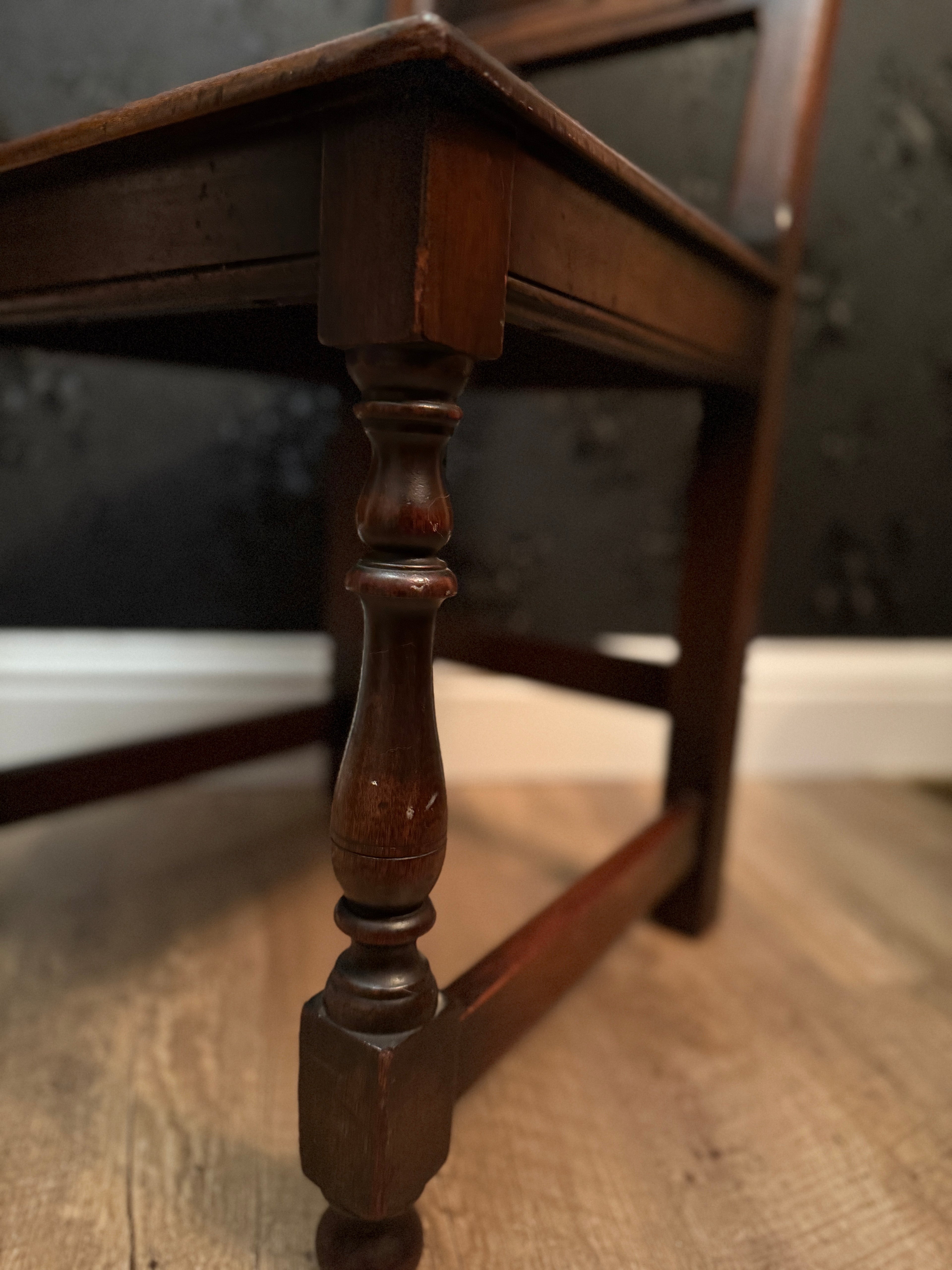 Jacobean Revival Oak Side Chair with Turned Legs and Raised Panel Back, Circa 1910–1930
