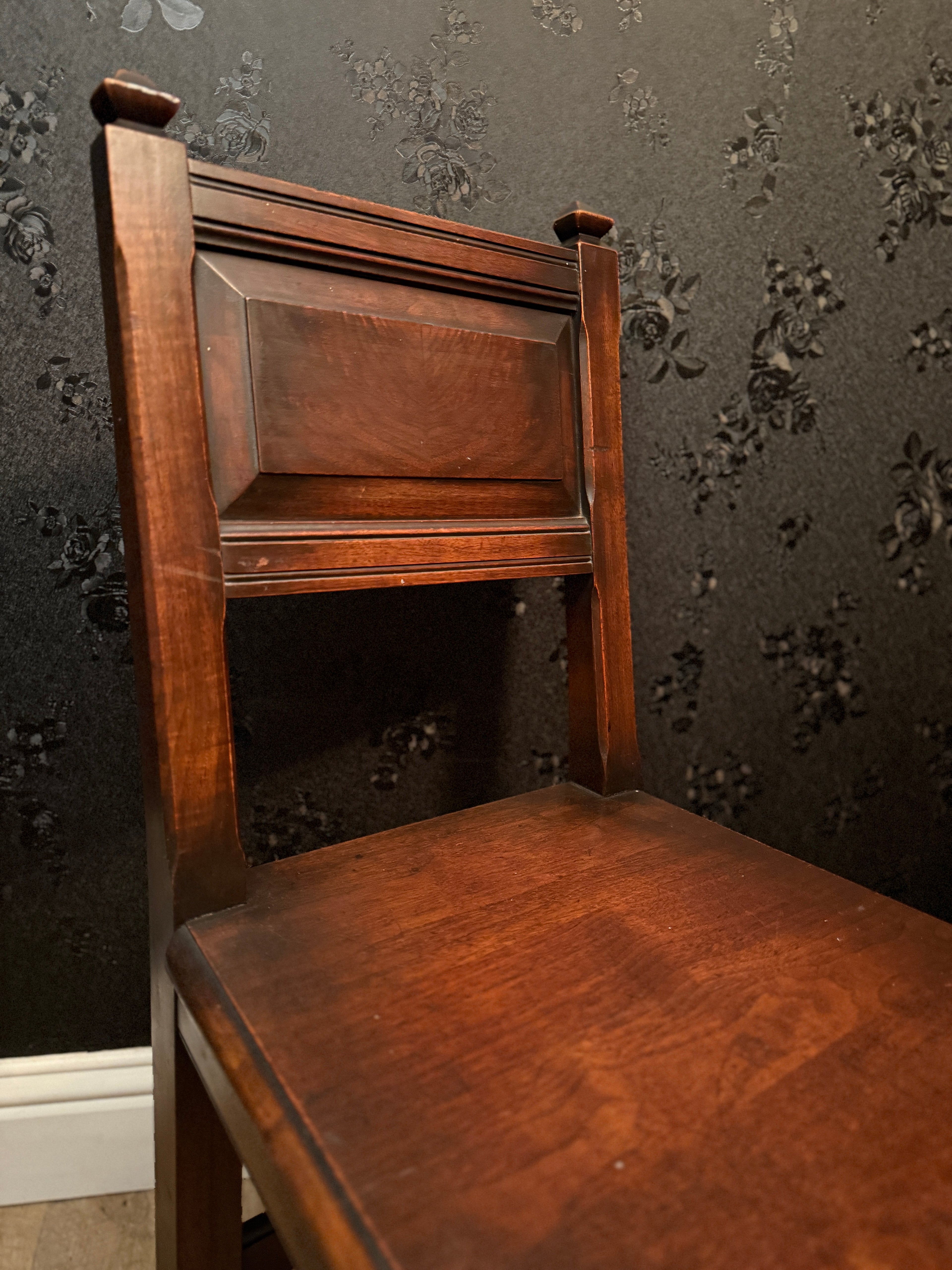 Jacobean Revival Oak Side Chair with Turned Legs and Raised Panel Back, Circa 1910–1930