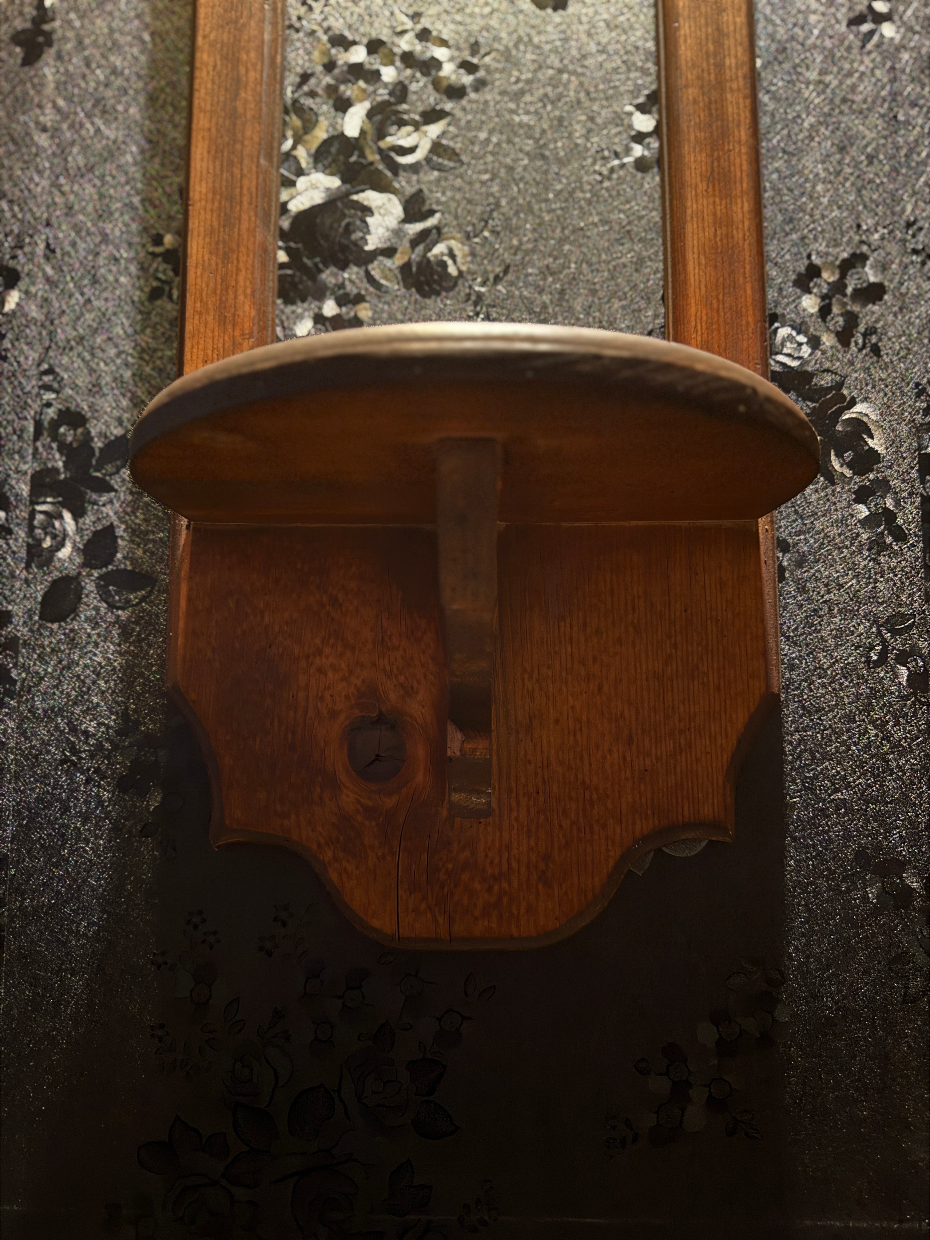 Late-Victorian Gothic Tracery Demilune Wall Bracket Shelf (Pine), c. 1885–1905