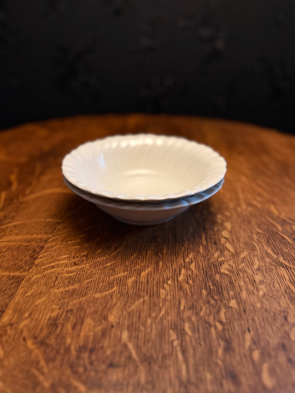 Mid-Century Mason’s Ironstone Scalloped Soup Bowls, (Pair) England, Circa 1940–1955