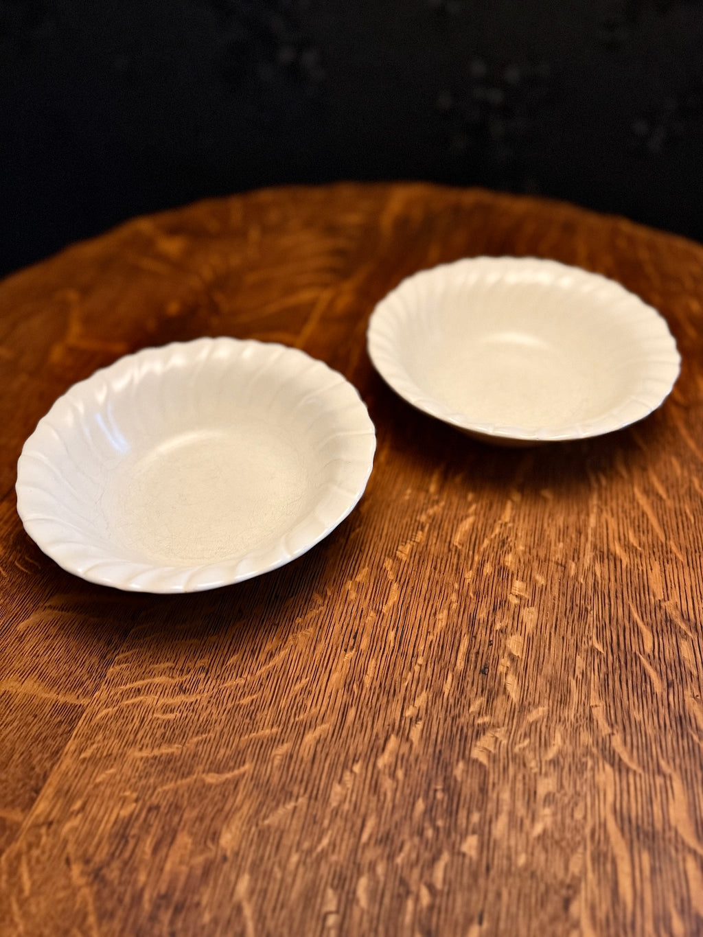 Mid-Century Mason’s Ironstone Scalloped Soup Bowls, (Pair) England, Circa 1940–1955