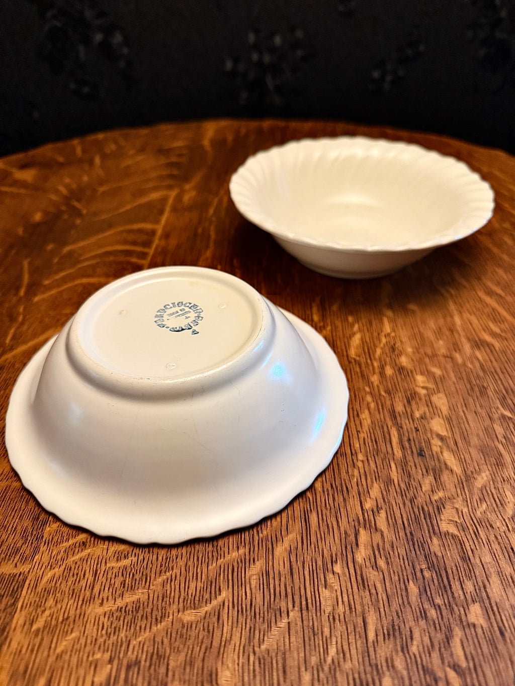 Mid-Century Mason’s Ironstone Scalloped Soup Bowls, (Pair) England, Circa 1940–1955