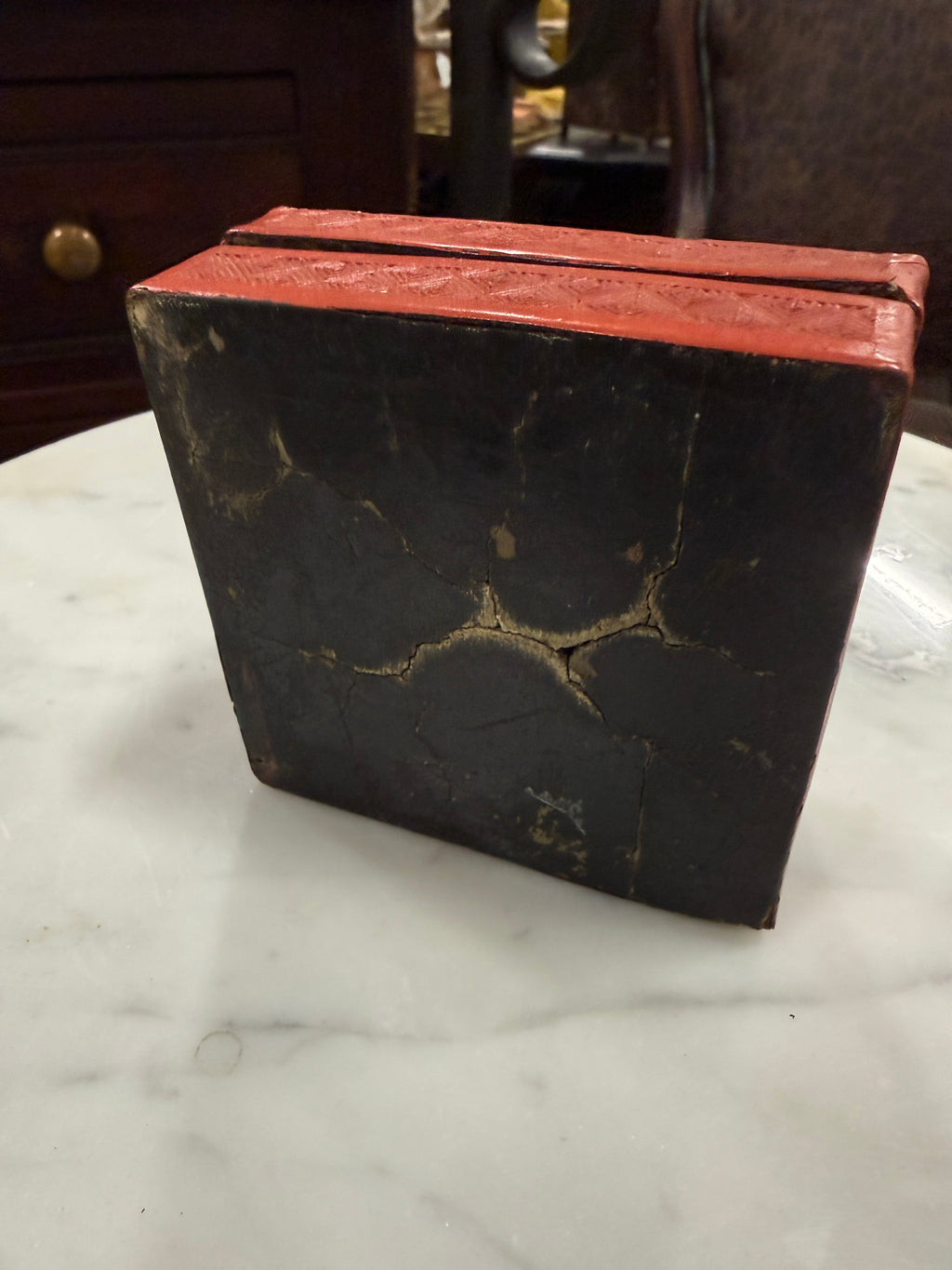 Antique Chinese Red Cinnabar-Style Lacquer Box, c. 1900–1930s