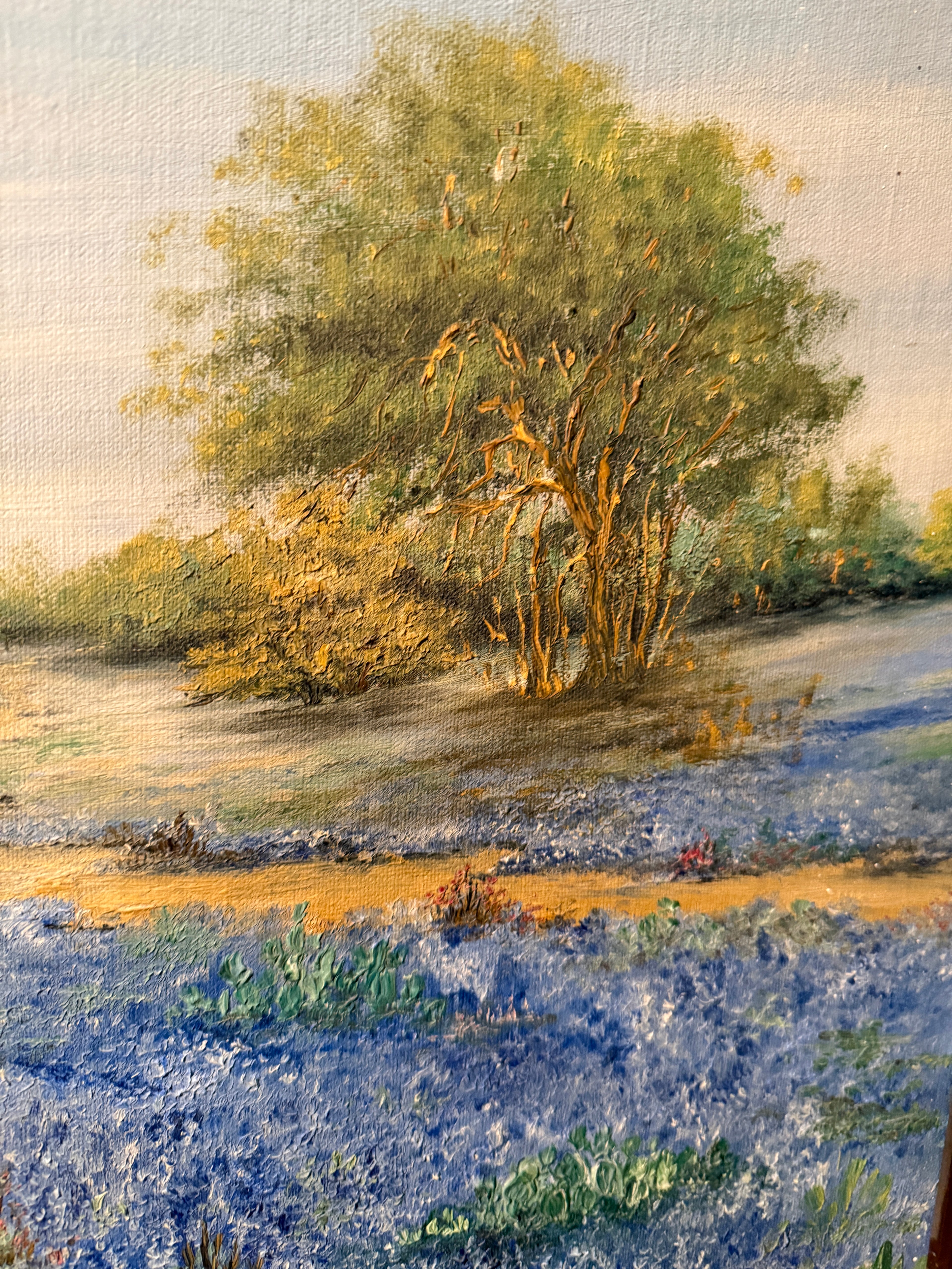 Unsigned Texas Bluebonnet Landscape Painting, c. 1930s–1940s