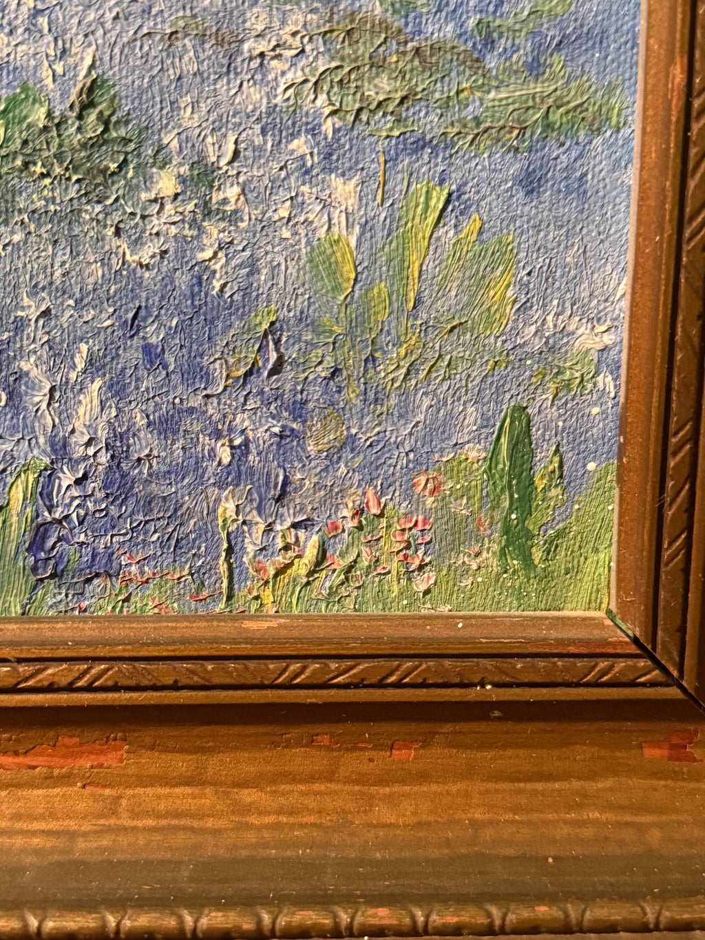 Unsigned Texas Bluebonnet Landscape Painting, c. 1930s–1940s
