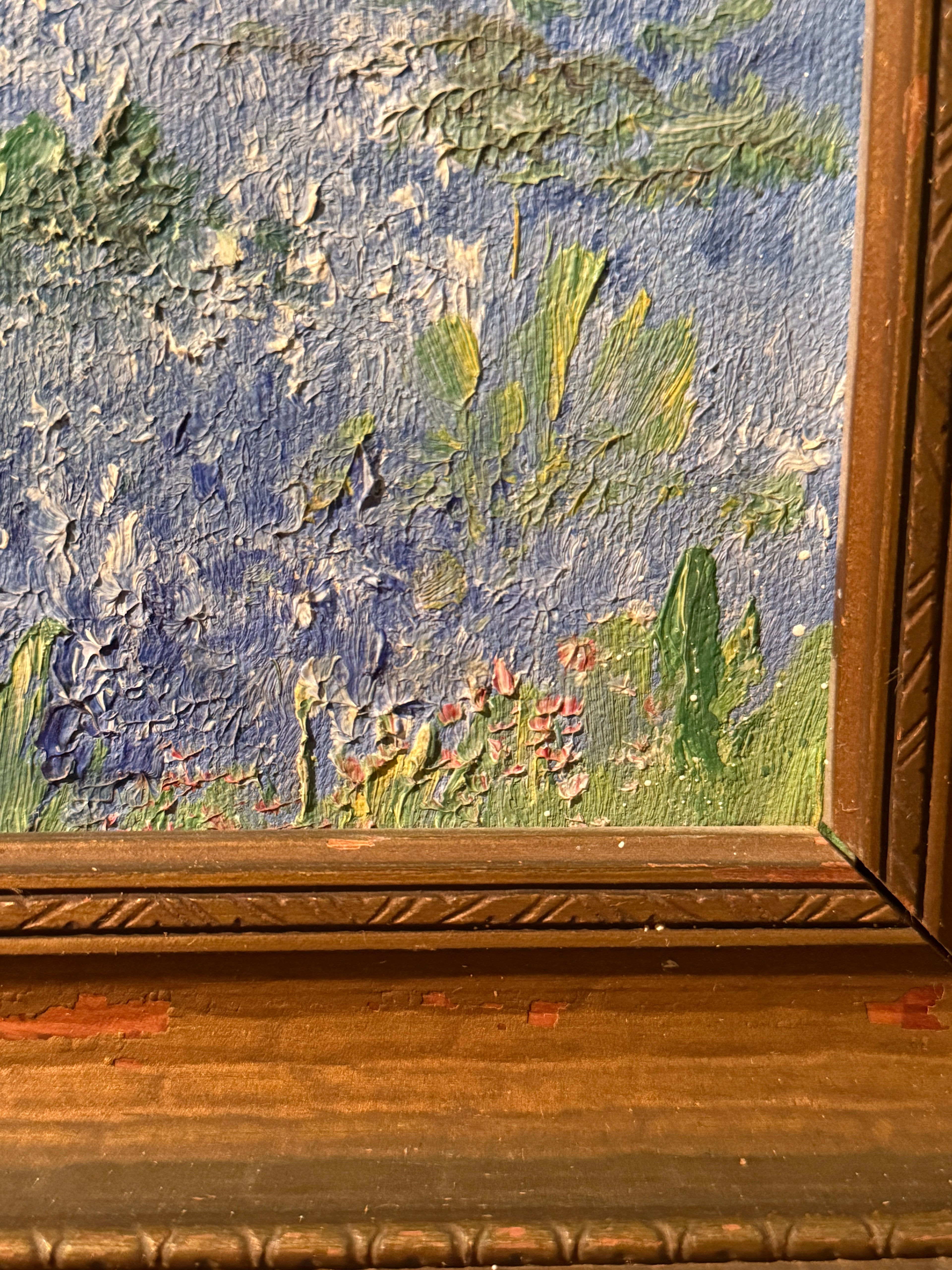 Unsigned Texas Bluebonnet Landscape Painting, c. 1930s–1940s