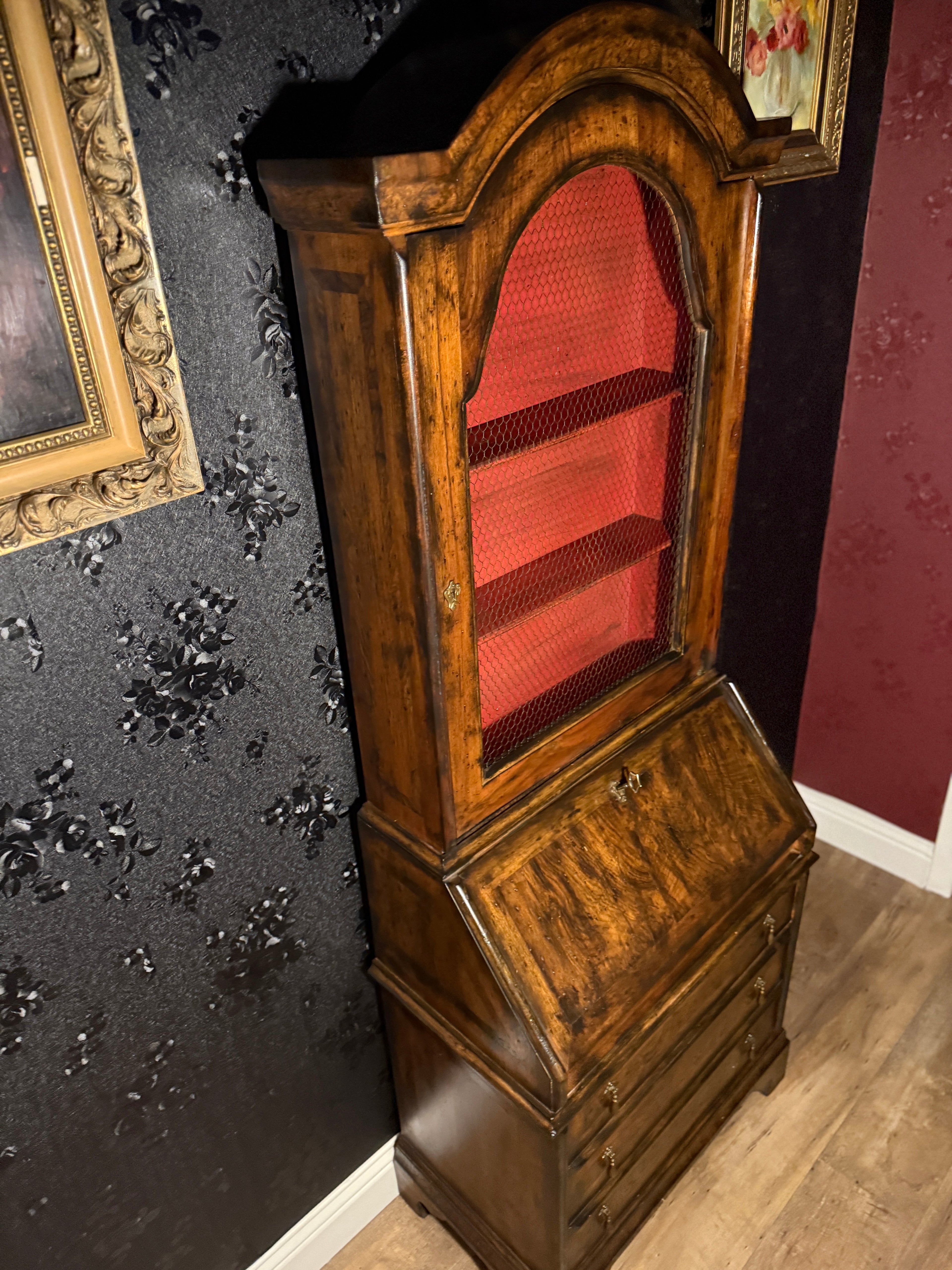 Early 19th-Century Continental Walnut Secretary Desk and Bookcase, Circa 1820–1840
