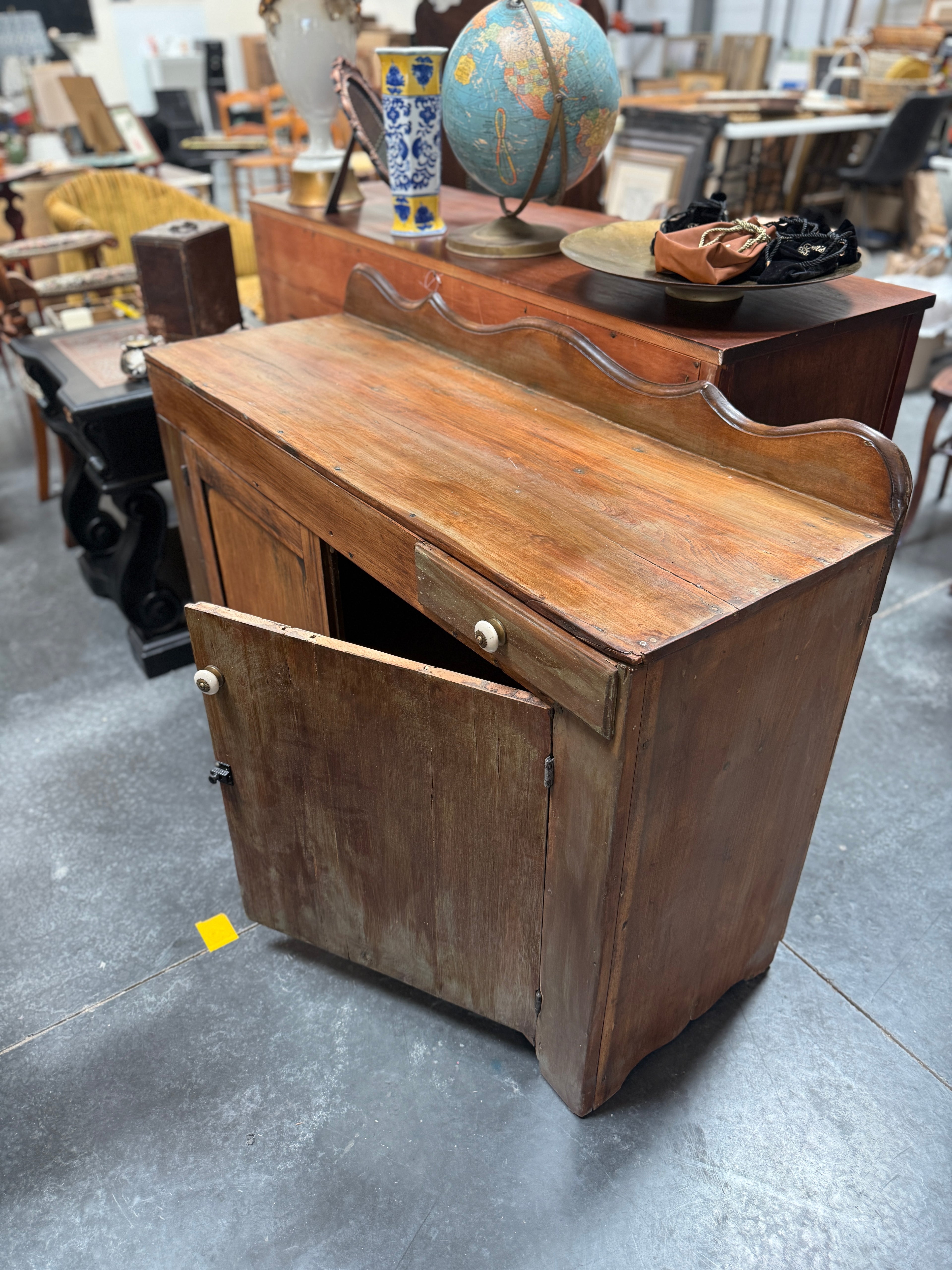 Antique Primitive Pine Cottage Buffet Cabinet, c. 1890s–1910s