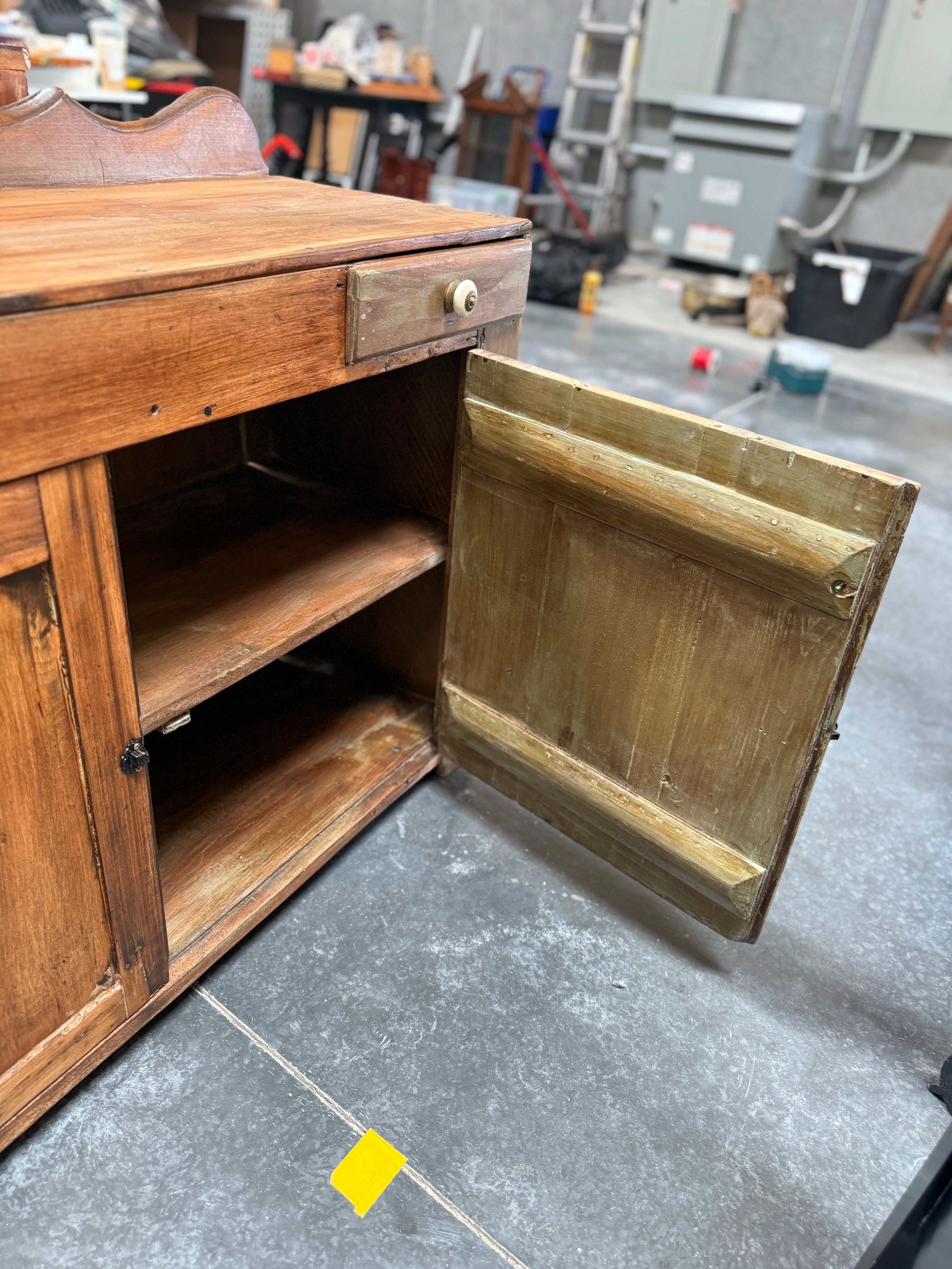 Antique Primitive Pine Cottage Buffet Cabinet, c. 1890s–1910s