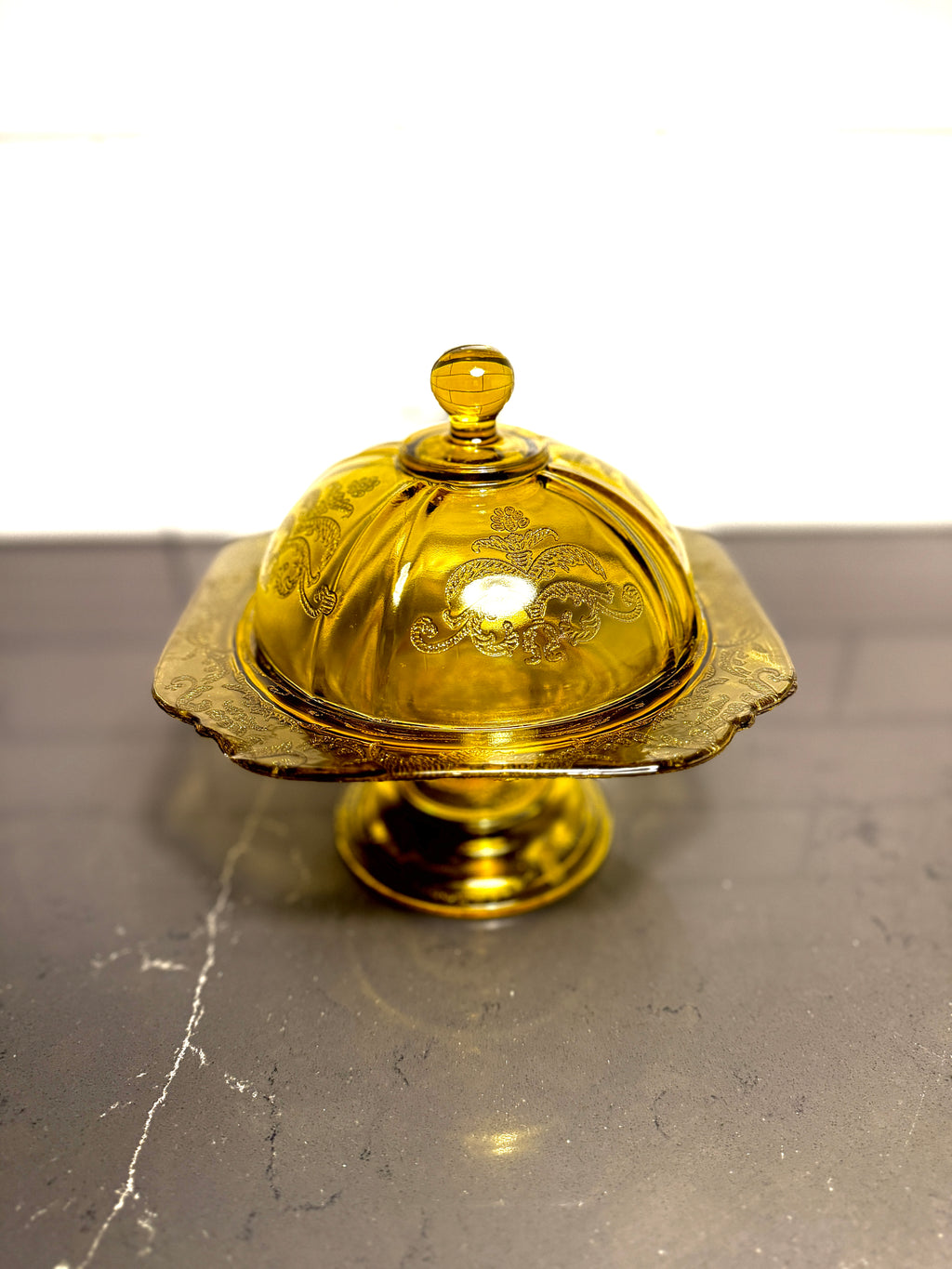 Amber “Princess” Pattern Depression Glass Dinnerware Set — Hocking Glass Co., c. 1931–1935