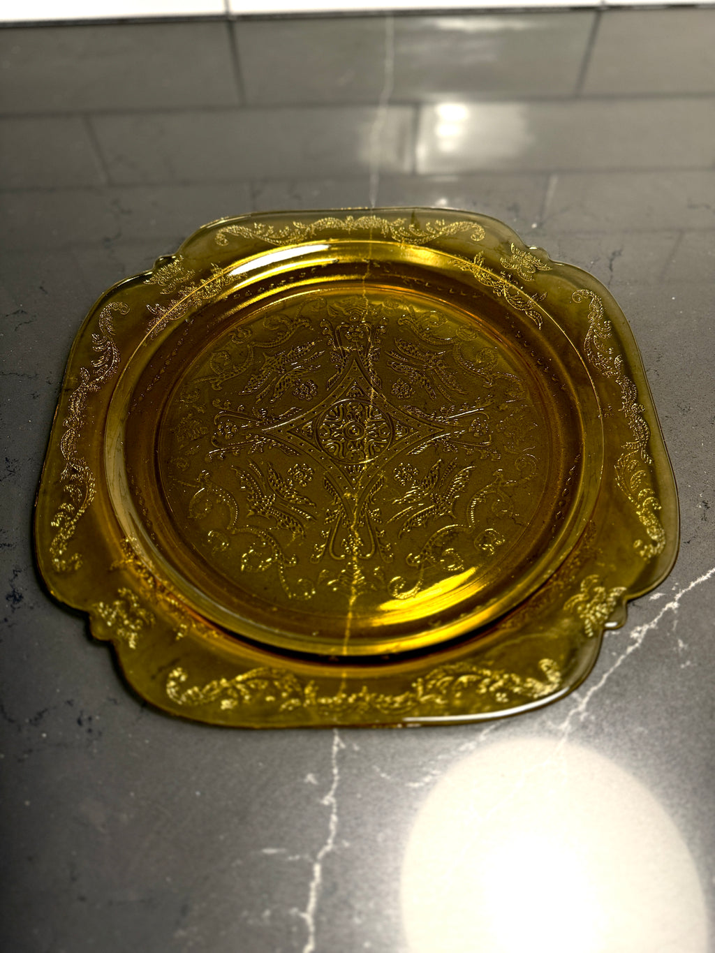 Amber “Princess” Pattern Depression Glass Dinnerware Set — Hocking Glass Co., c. 1931–1935