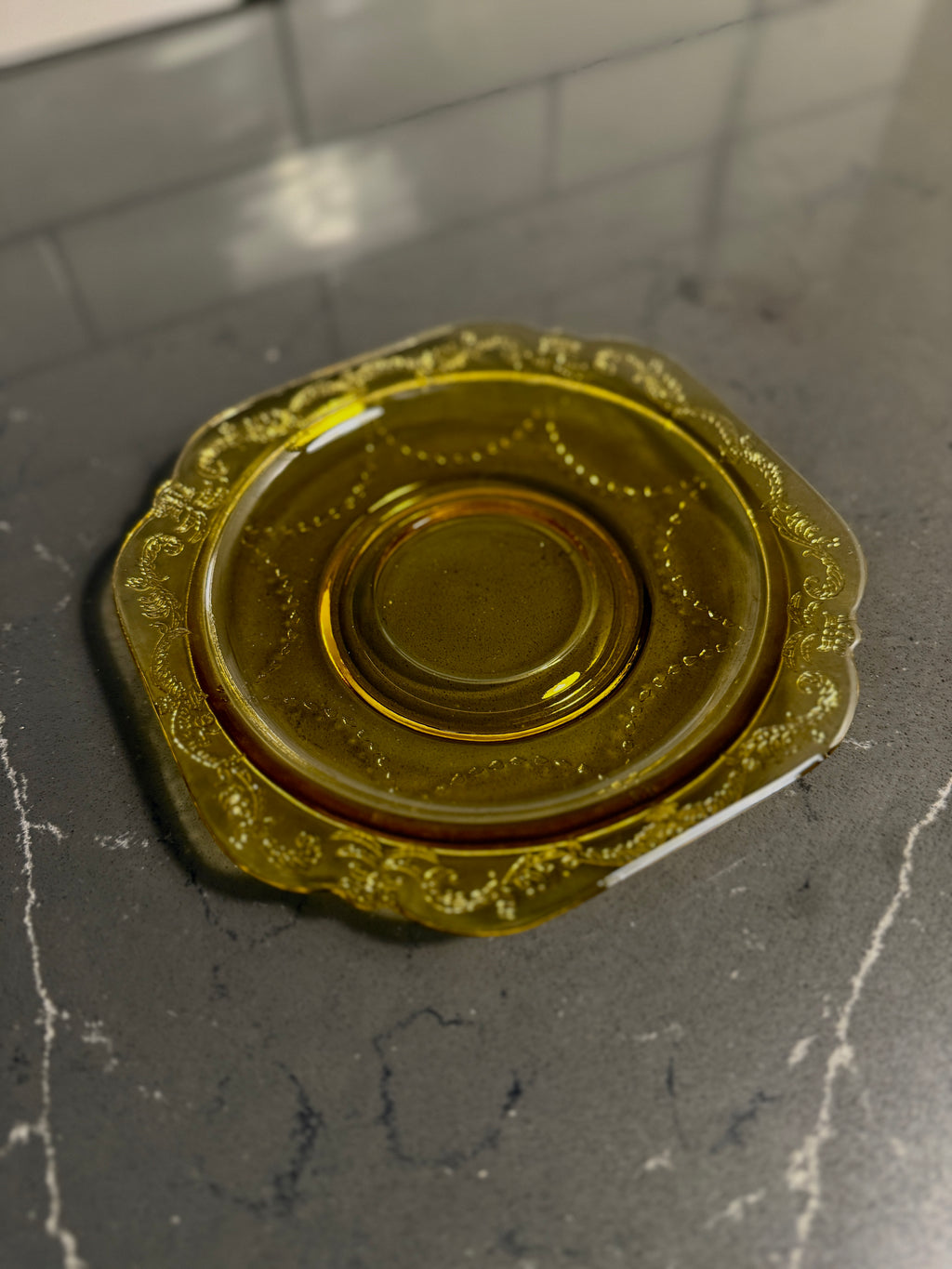 Amber “Princess” Pattern Depression Glass Dinnerware Set — Hocking Glass Co., c. 1931–1935