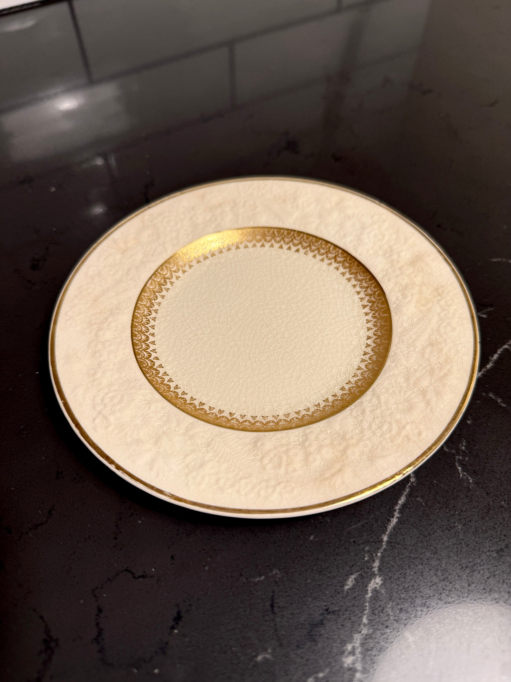 George Jones & Sons “Rhapsody” for Crescent China — Gilt & Embossed Small Plates and Berry/Sauce Bowls (England, c. 1920s–1930s)
