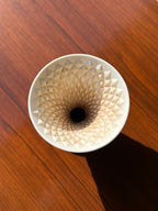 Vintage 1960s Ivory Ceramic Diamond-Pattern Pour-Over Coffee Dripper