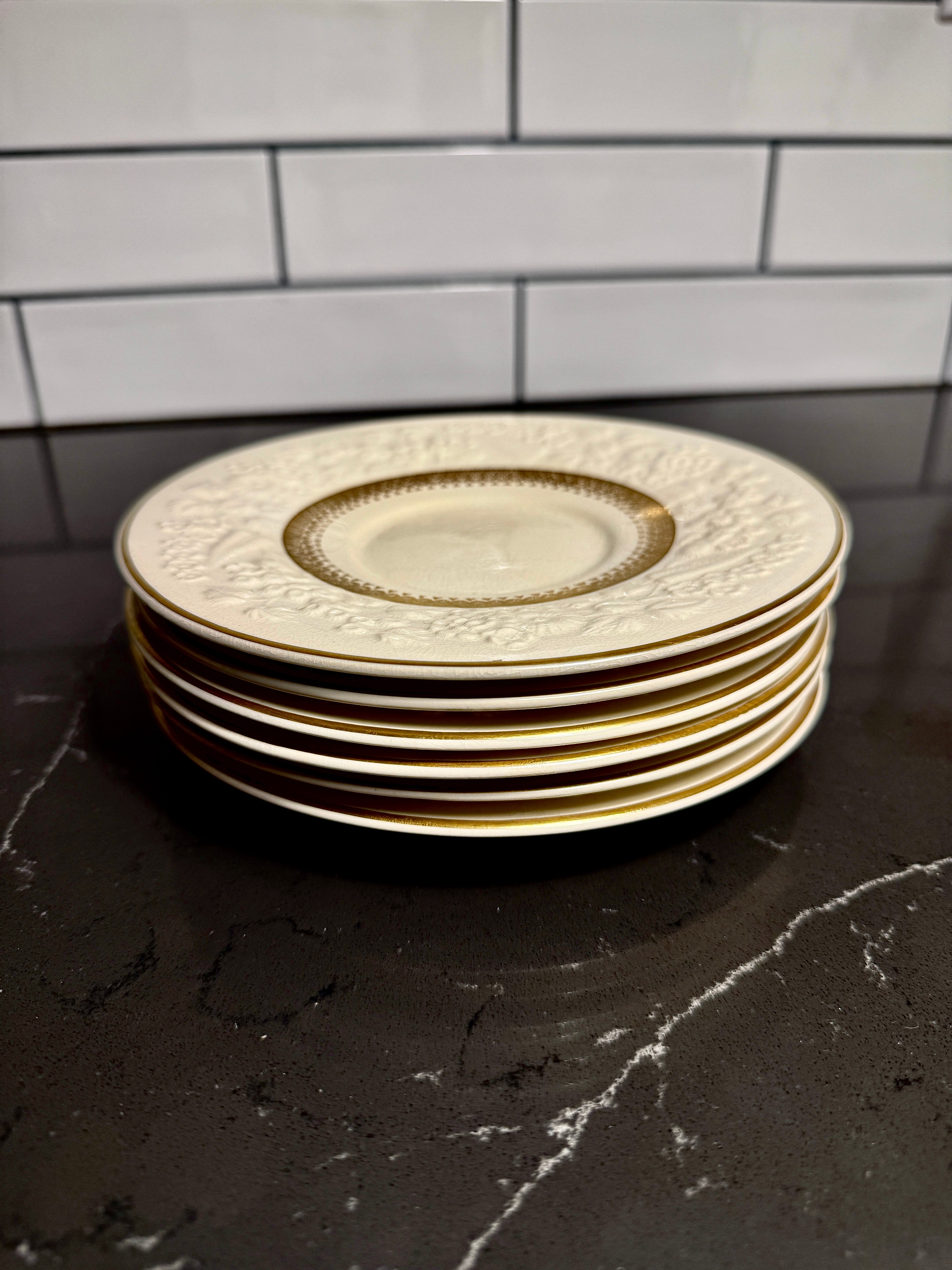 George Jones & Sons “Rhapsody” for Crescent China — Gilt & Embossed Small Plates and Berry/Sauce Bowls (England, c. 1920s–1930s)