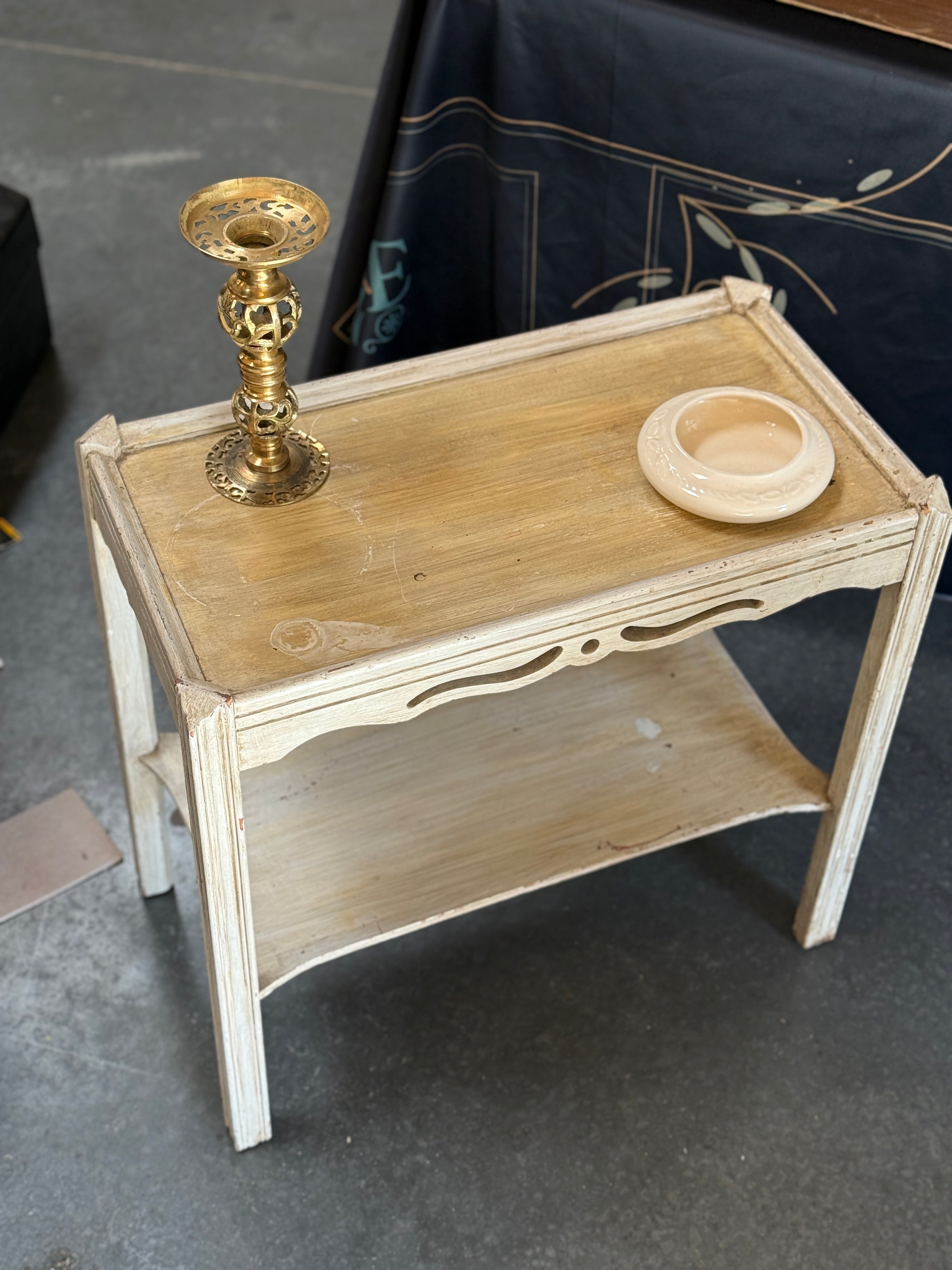 Antique French Provincial Painted Two-Tier Occasional Table, Circa 1920s–1940s