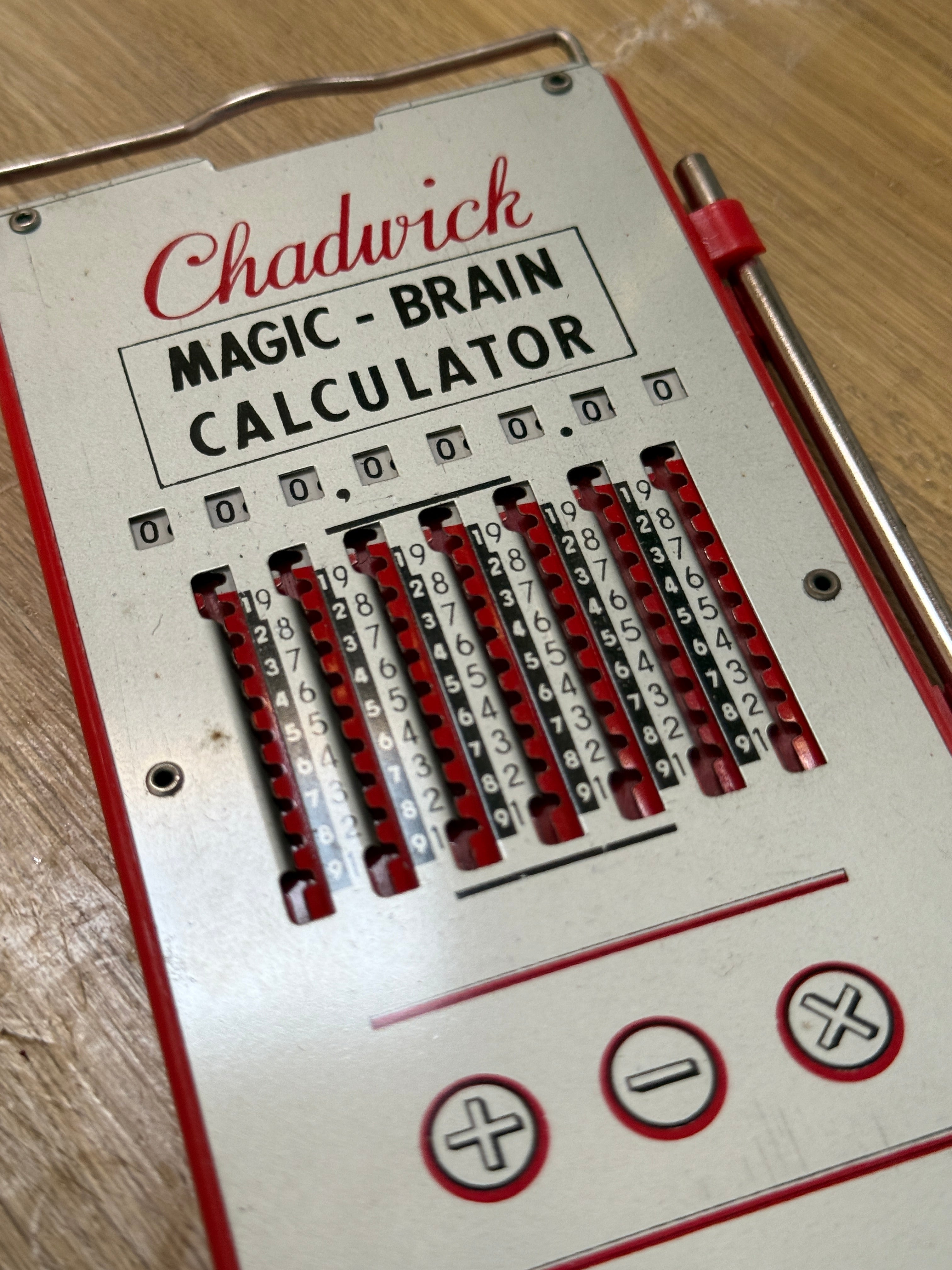 Vintage 1955 Chadwick Magic-Brain Mechanical Calculator With Stylus