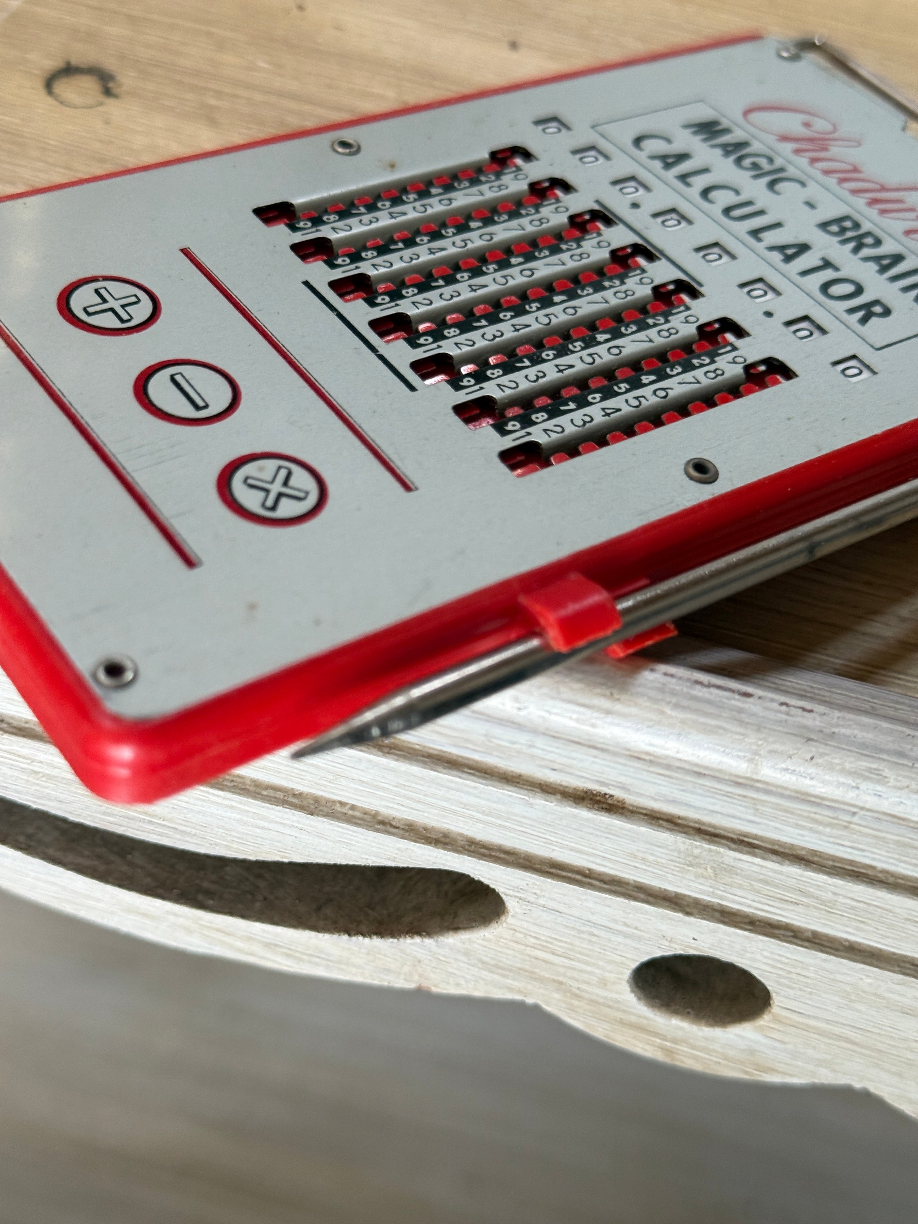Vintage 1955 Chadwick Magic-Brain Mechanical Calculator With Stylus