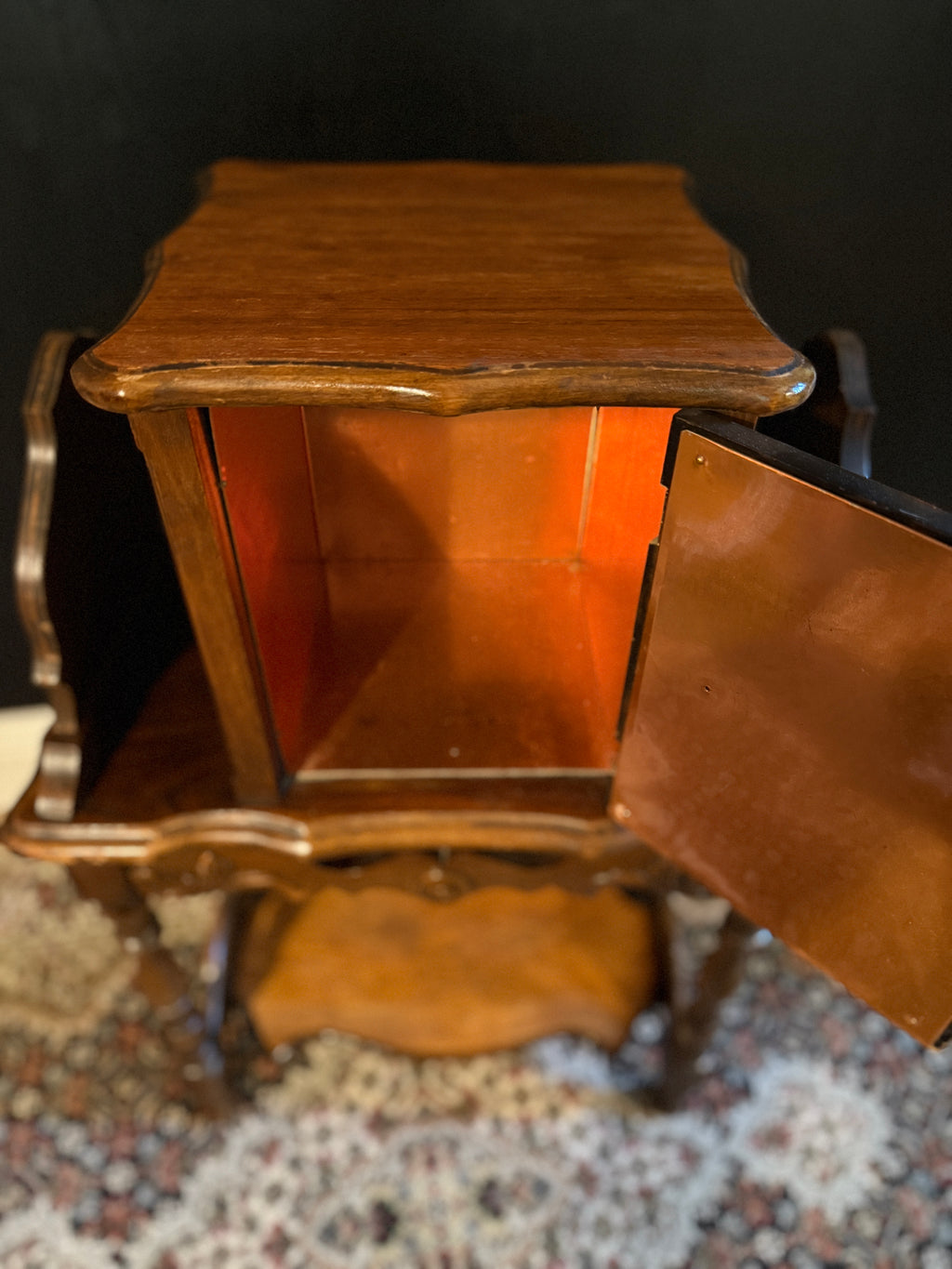 Oak Smoking Cabinet with Copper-Lined Interior, Mohican Furniture Shops (Poughkeepsie, NY. c 1910-1915)