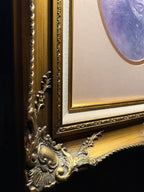 c. 1900–1915 Blue-Toned Crayon/Photogravure Portrait of a Child in Ornate Gilt Frame