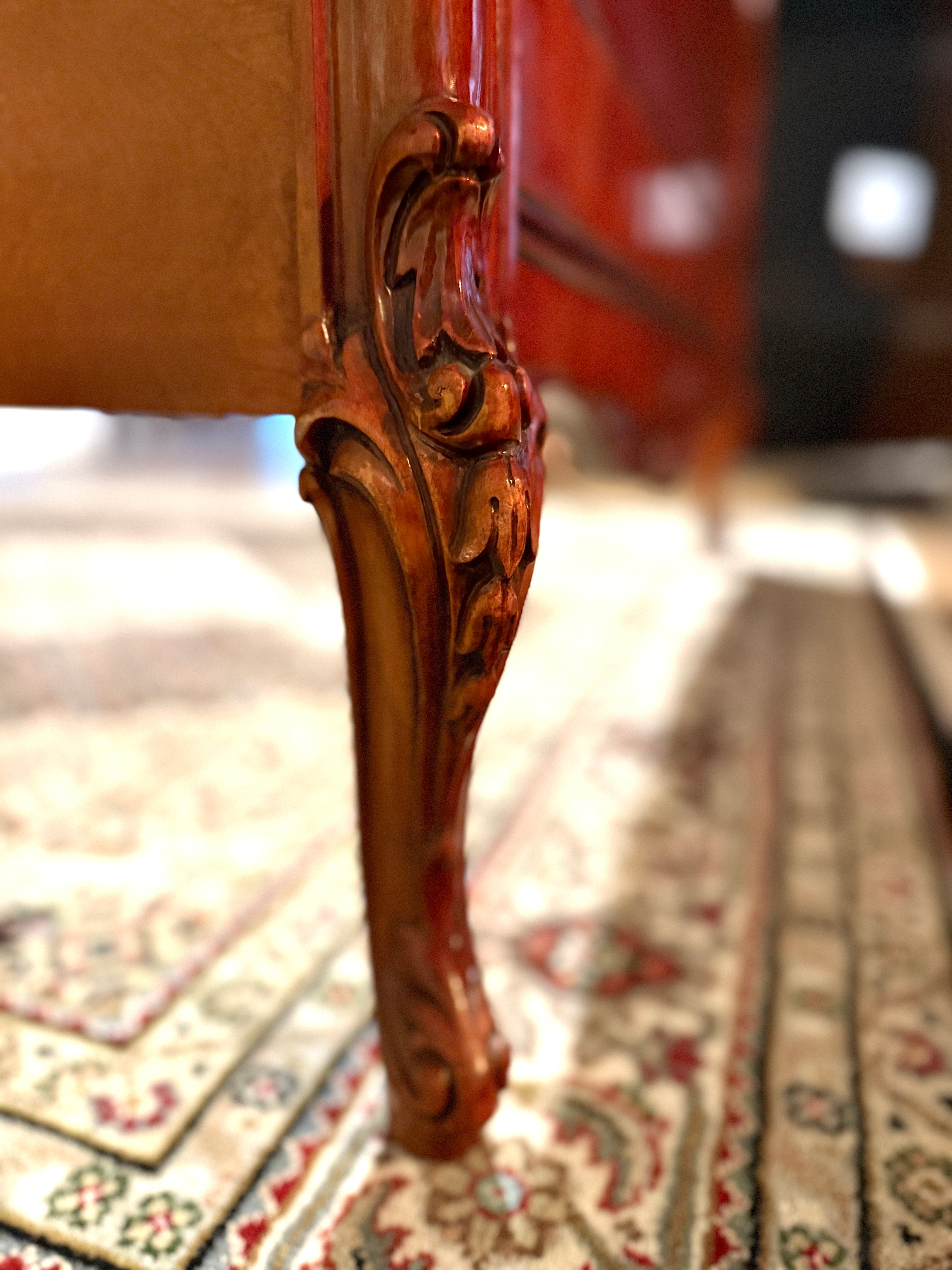 c. 1920s French Louis XV / Rococo Revival Bed in Figured Walnut with Marquetry