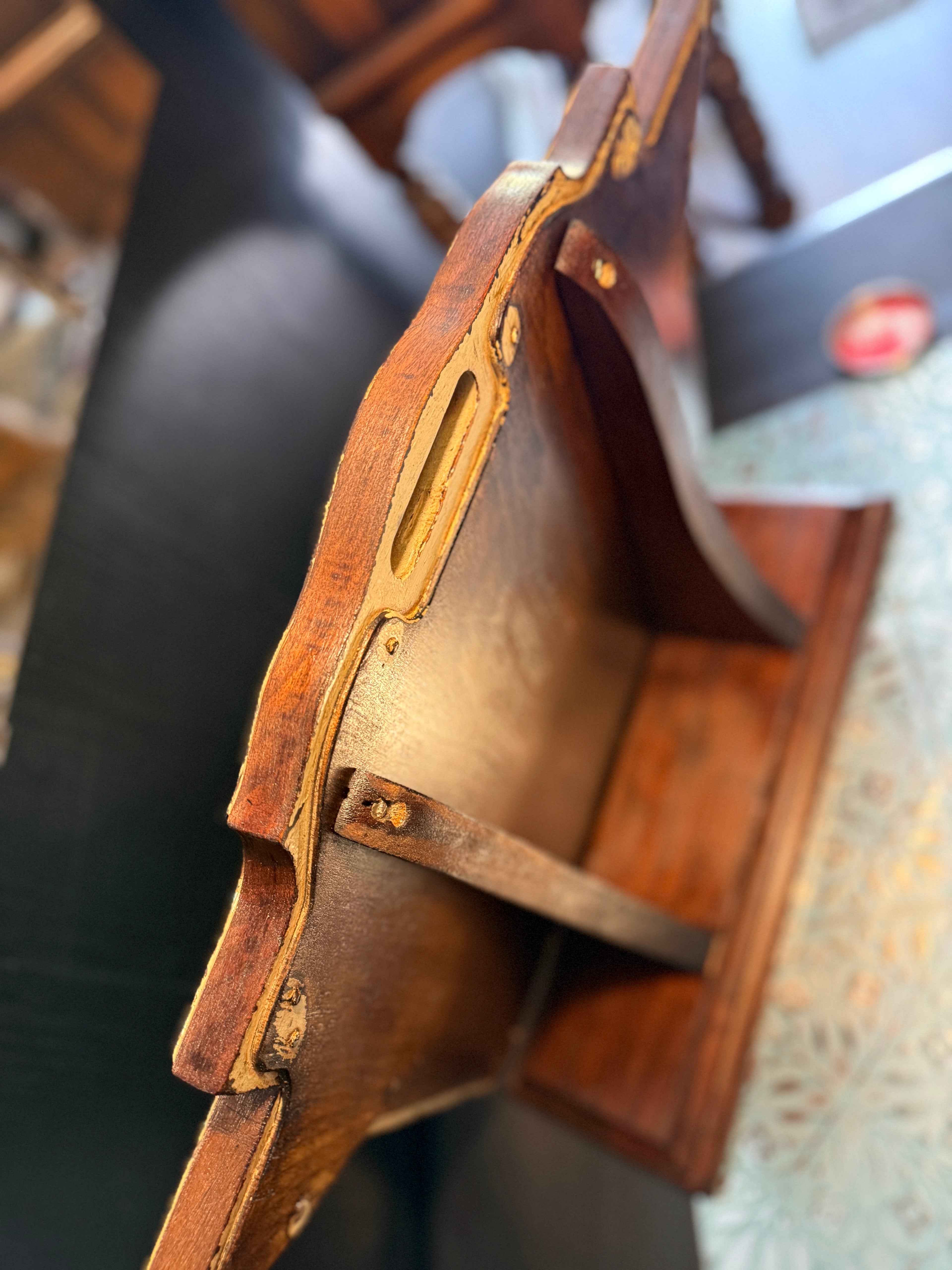 Florsheim Shoe Advertising Mirror, c. 1933–1942 — Art Deco Hardwood Counter Display with Original Plaque