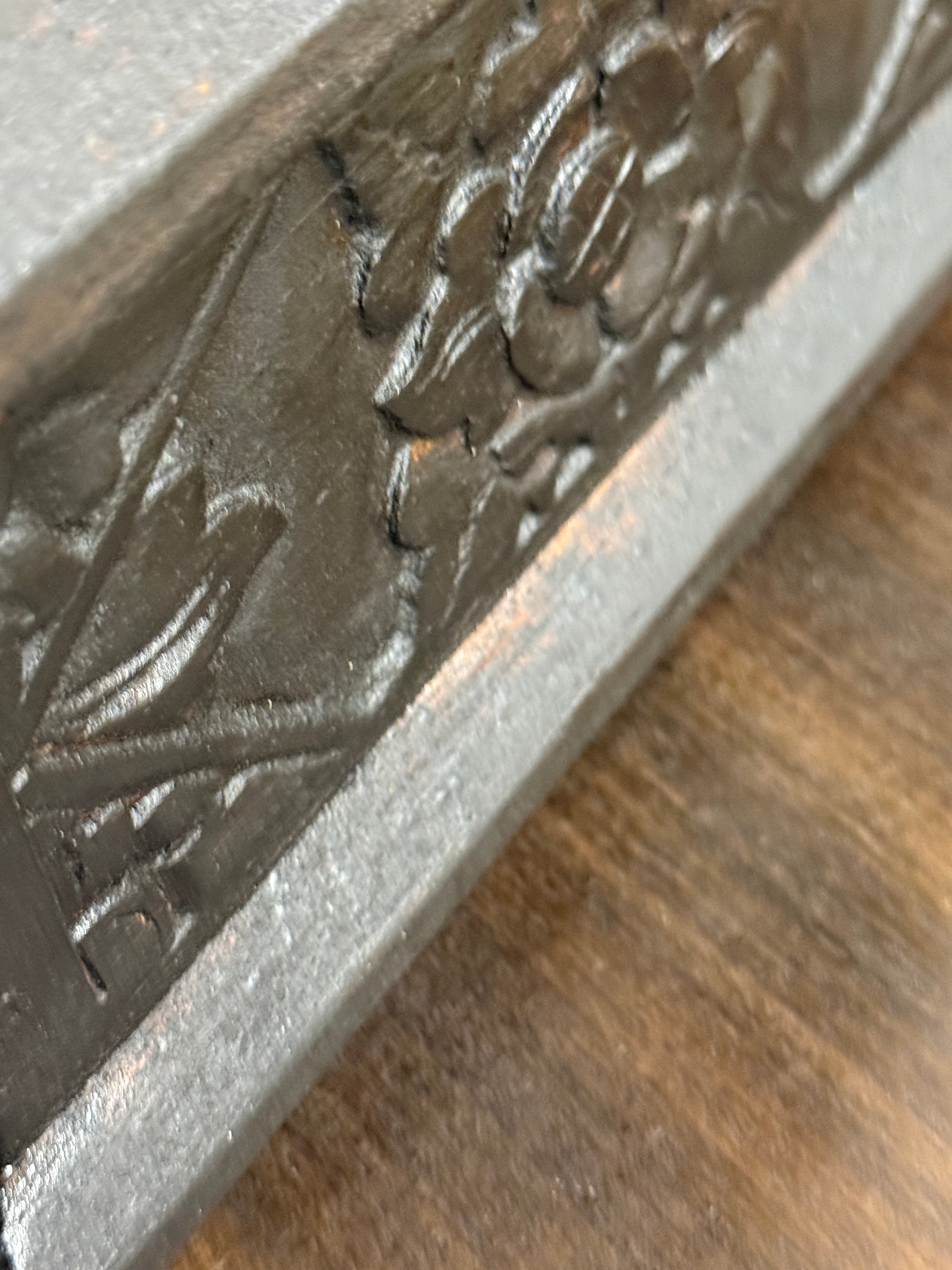 Antique English Ebonized Hand-Carved Wooden Casket Box With Worn Gilt Patina, c. 1870–1900