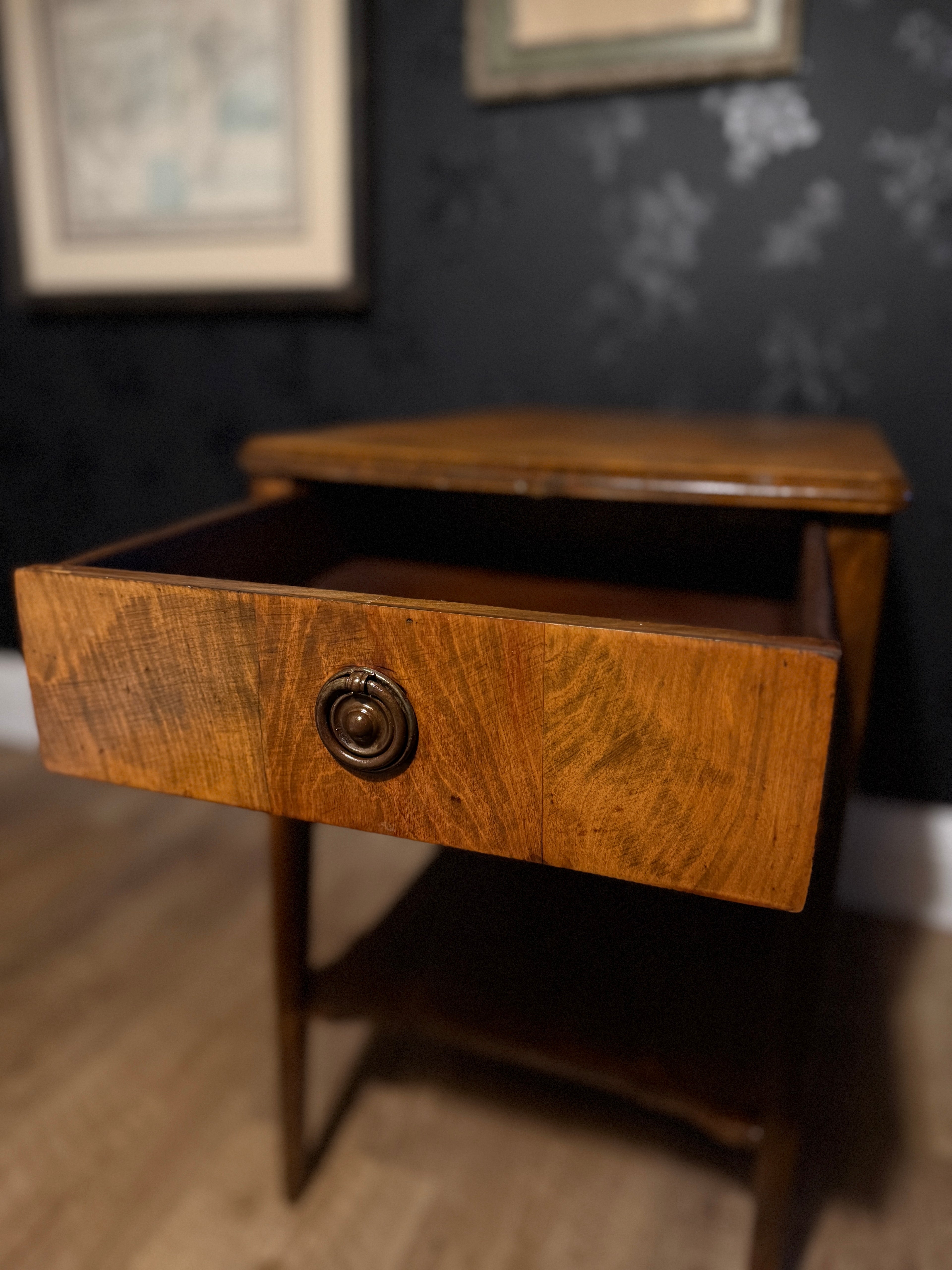 Early 20th-Century French Provincial Walnut Side Table with Drawer & Lower Shelf, c. 1900–1925ch Provincial Side Table in Walnut