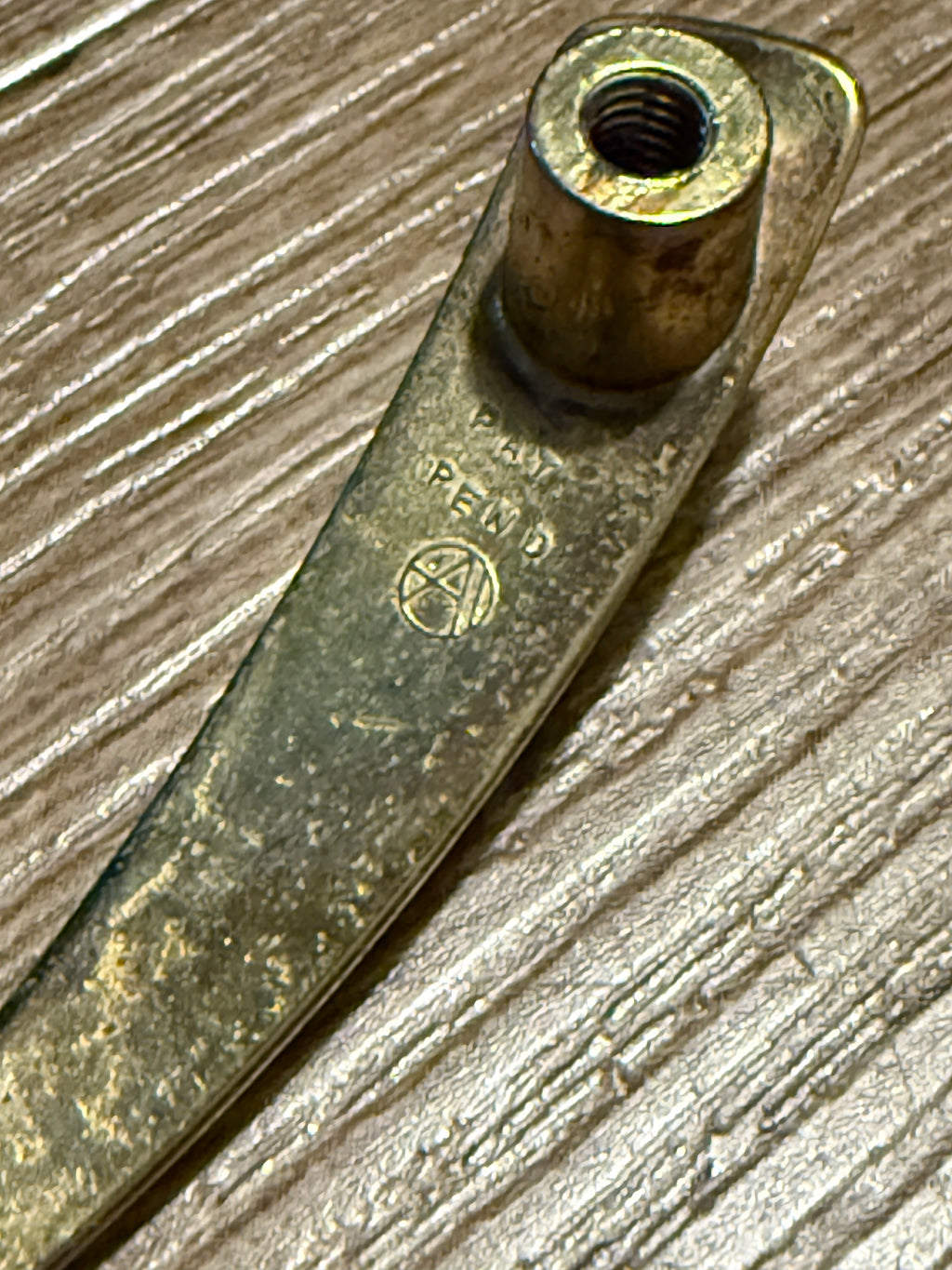 Mid-Century Oak & Brass Serving Tray with Amerock Patent-Stamped Handles, c. 1950–1955