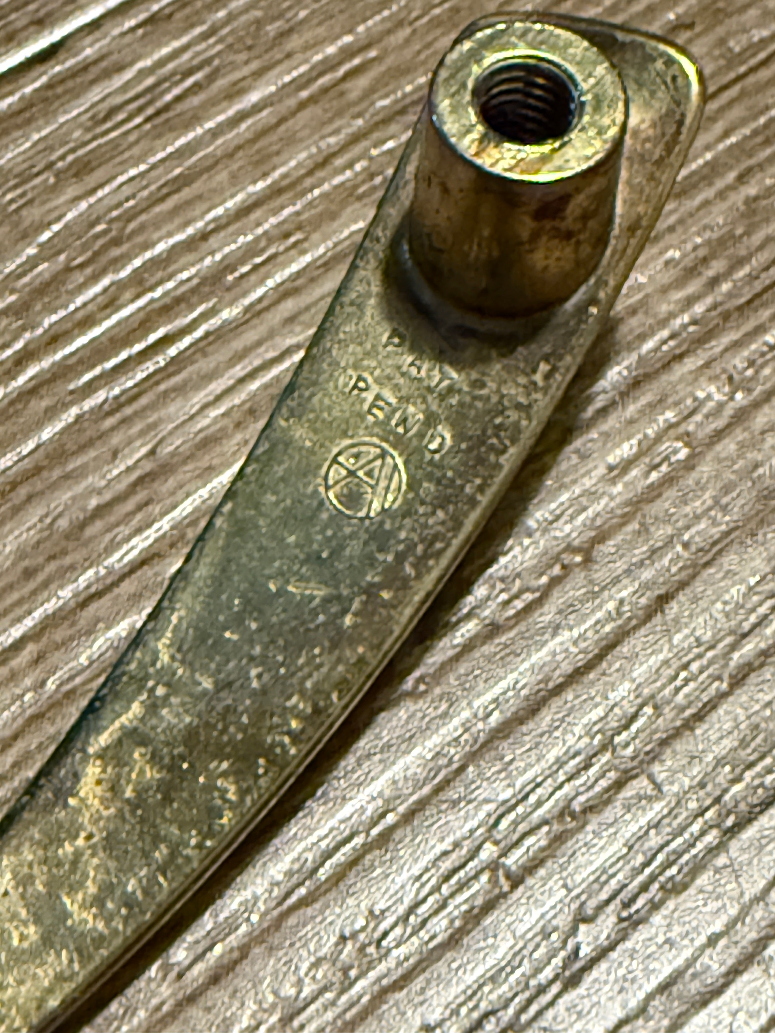 Mid-Century Oak & Brass Serving Tray with Amerock Patent-Stamped Handles, c. 1950–1955
