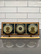 Mid-Century Airguide Teak & Brass Weather Station (Thermometer • Barometer • Hygrometer), c. 1960