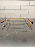 Mid-Century Modern Brass & Wood Handled Trivet / Serving Stand, c. 1955–1965