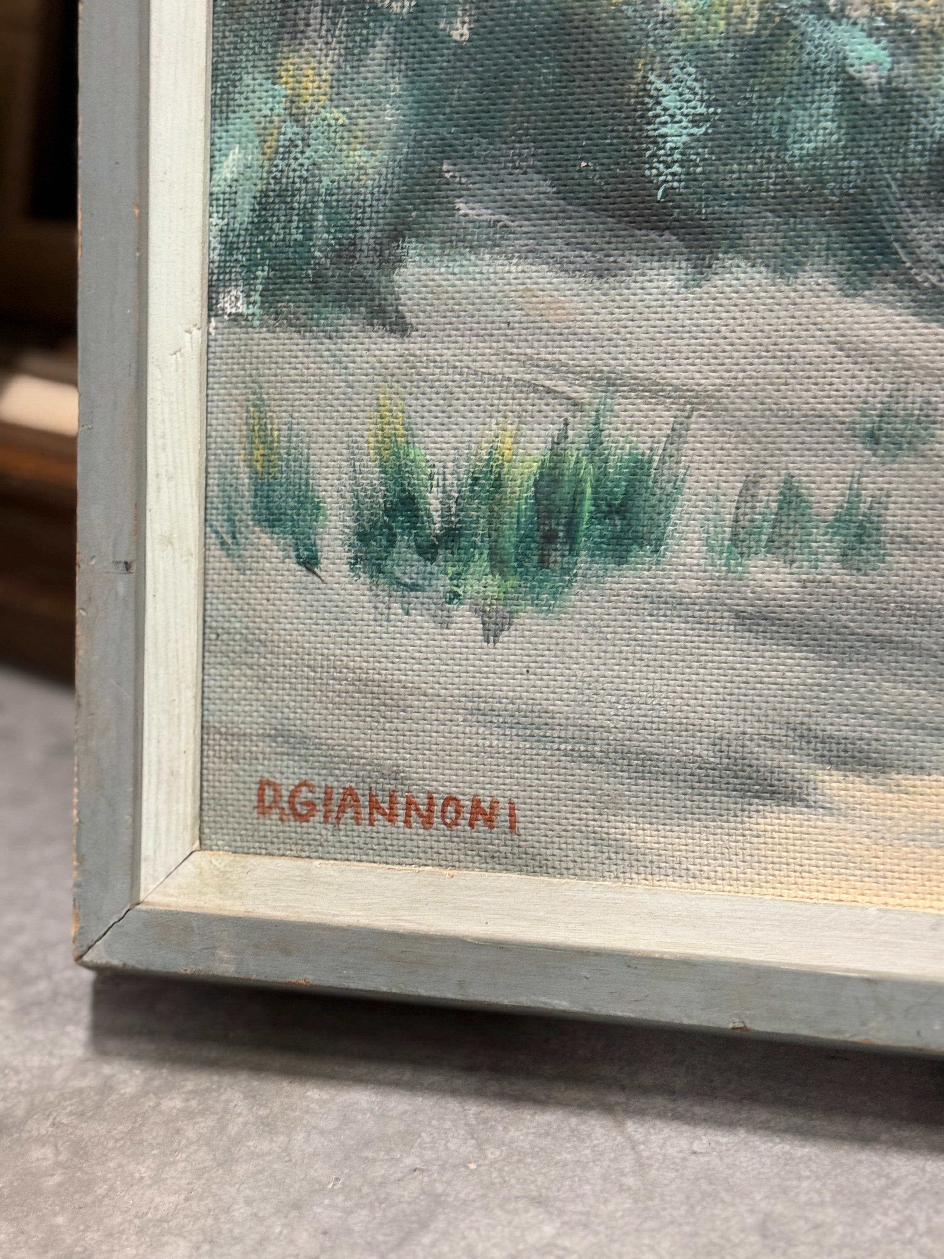 D. Giannoni Coastal Oil Painting with Windswept Tree, c. 1930s–1950s
